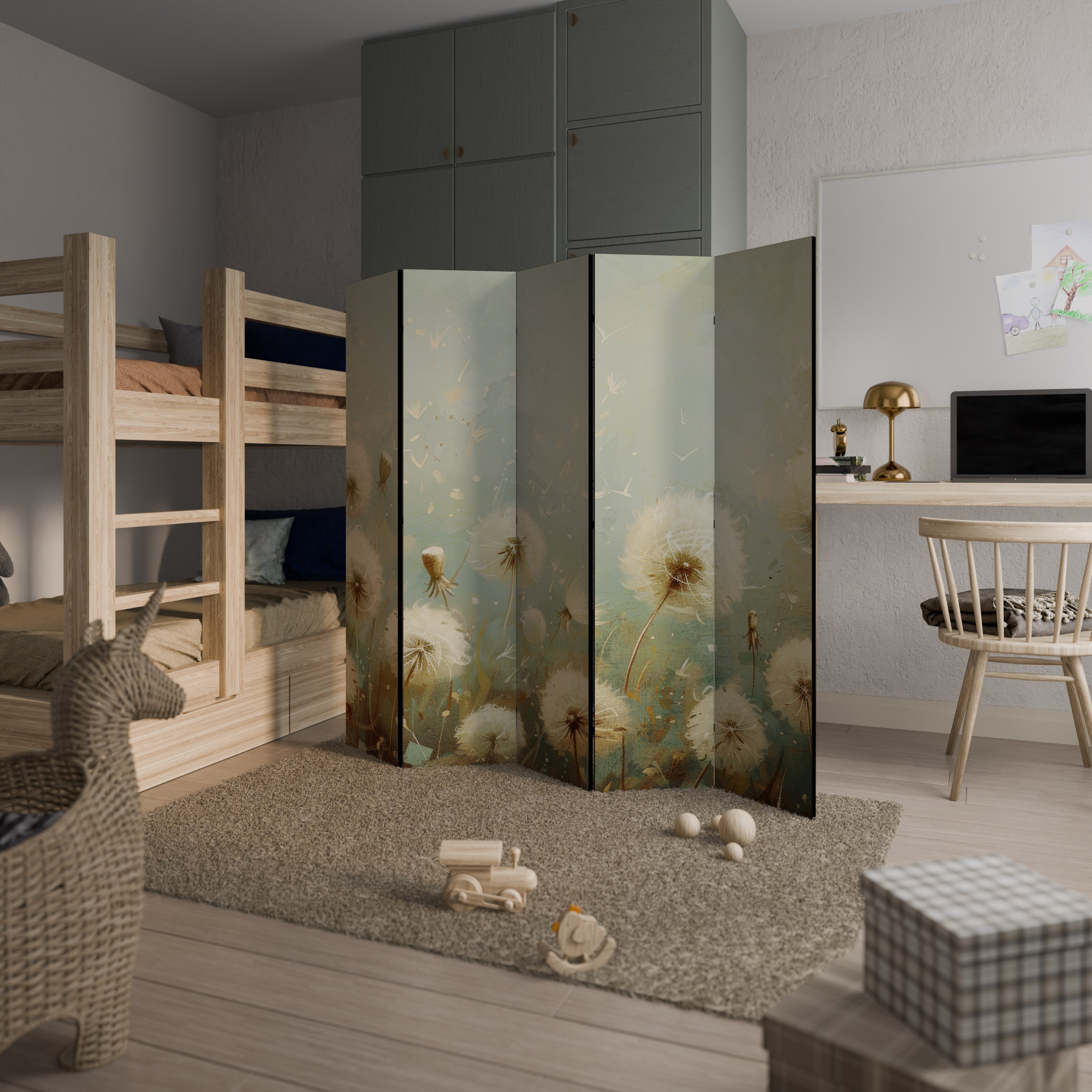 DREAMY MEADOW Dekorativer 5-teiliger Raumteiler