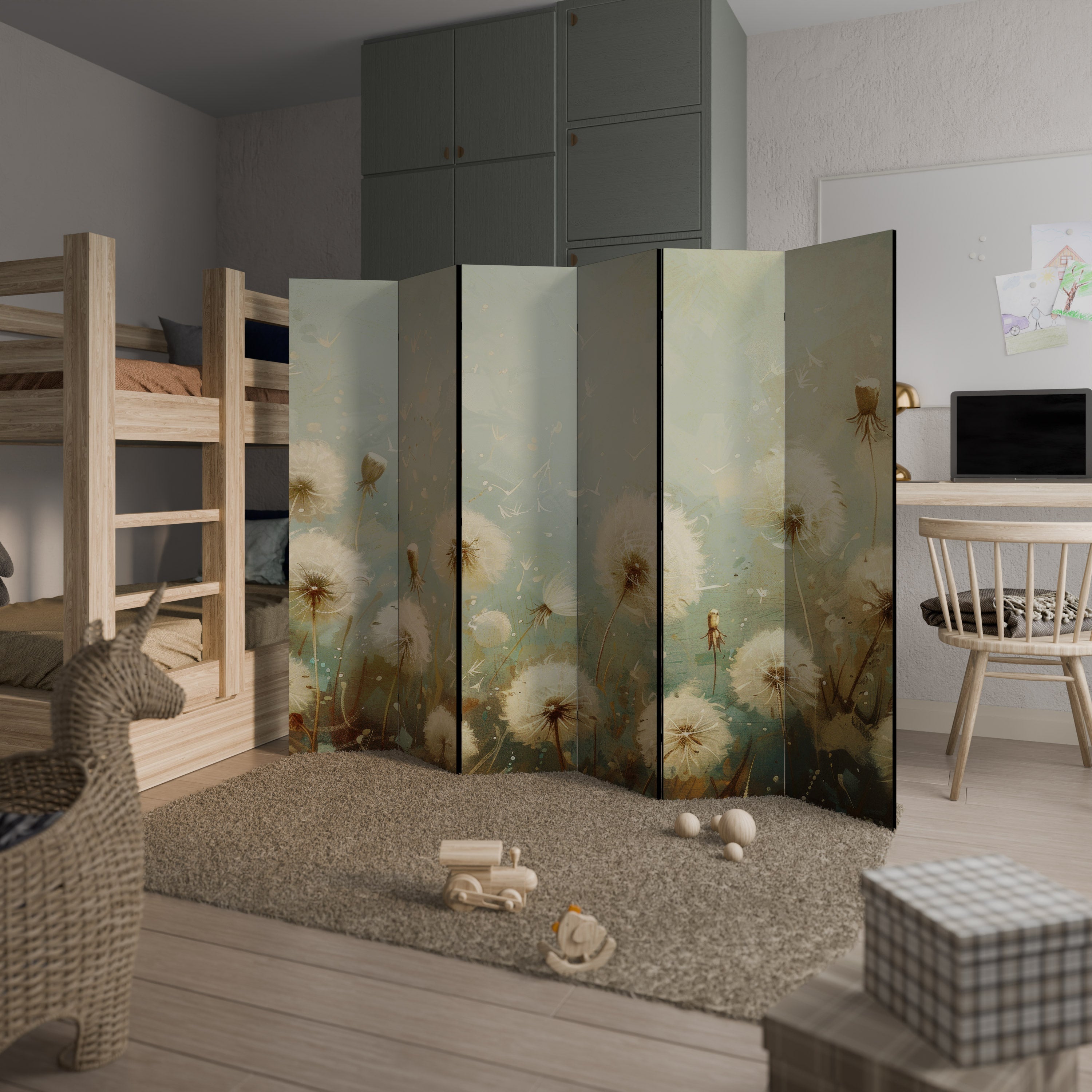 DREAMY MEADOW Dekorativer 6-teiliger Raumteiler