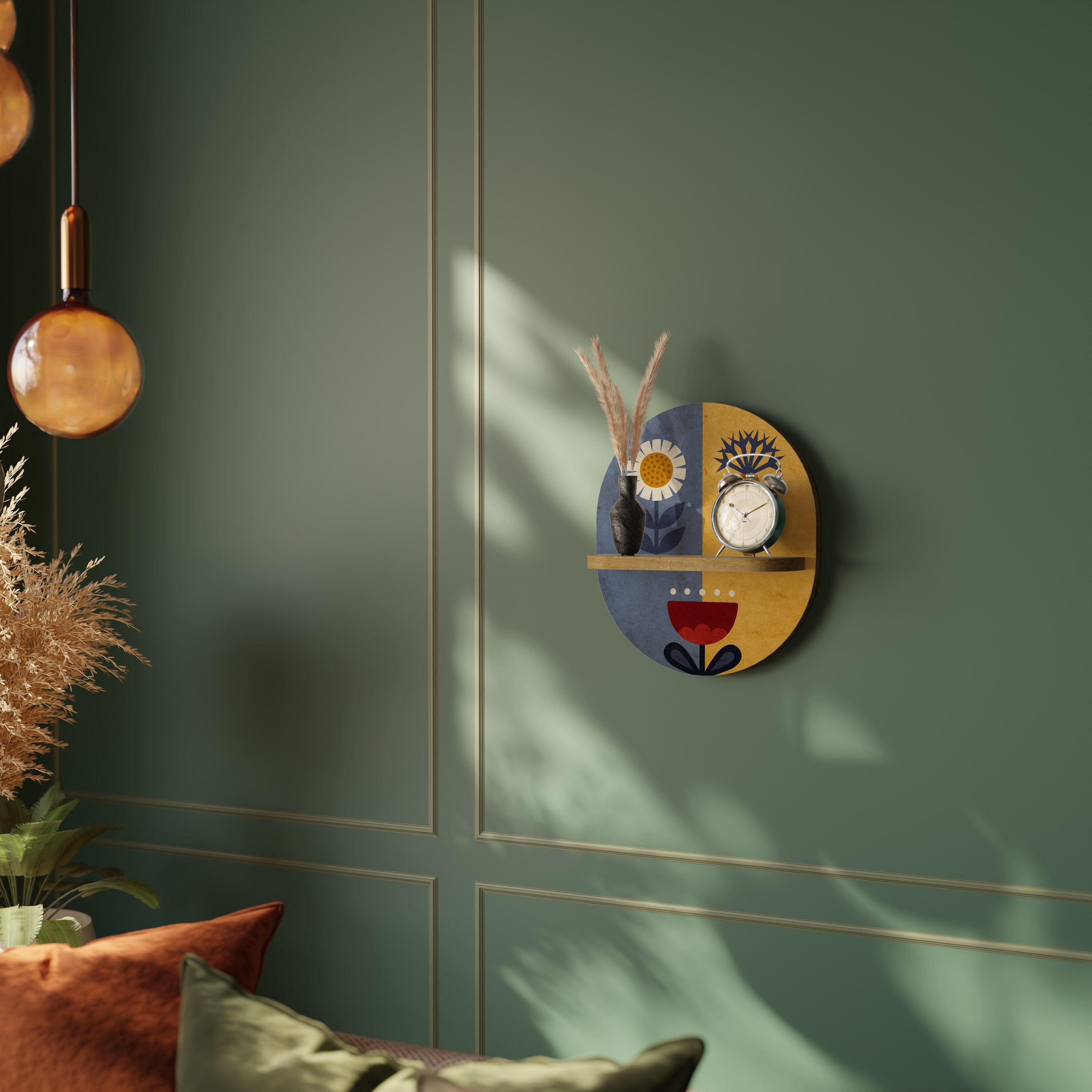 SCANDIC FLORET Ovales Kunstregal in Eichenoptik