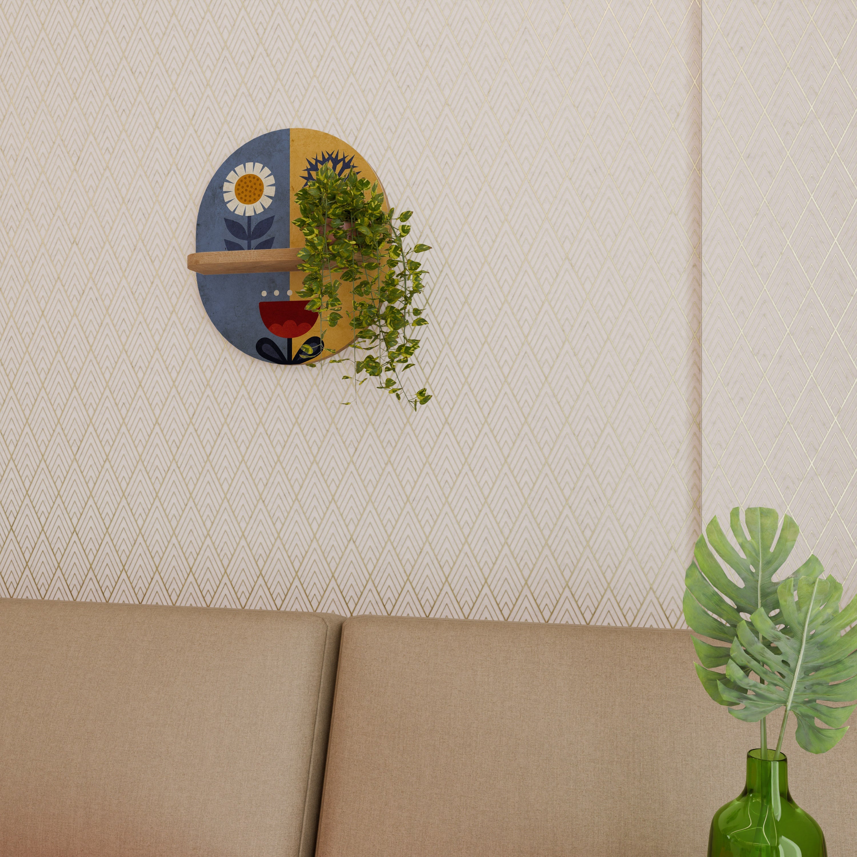 SCANDIC FLORET Ovales Kunstregal in Eichenoptik