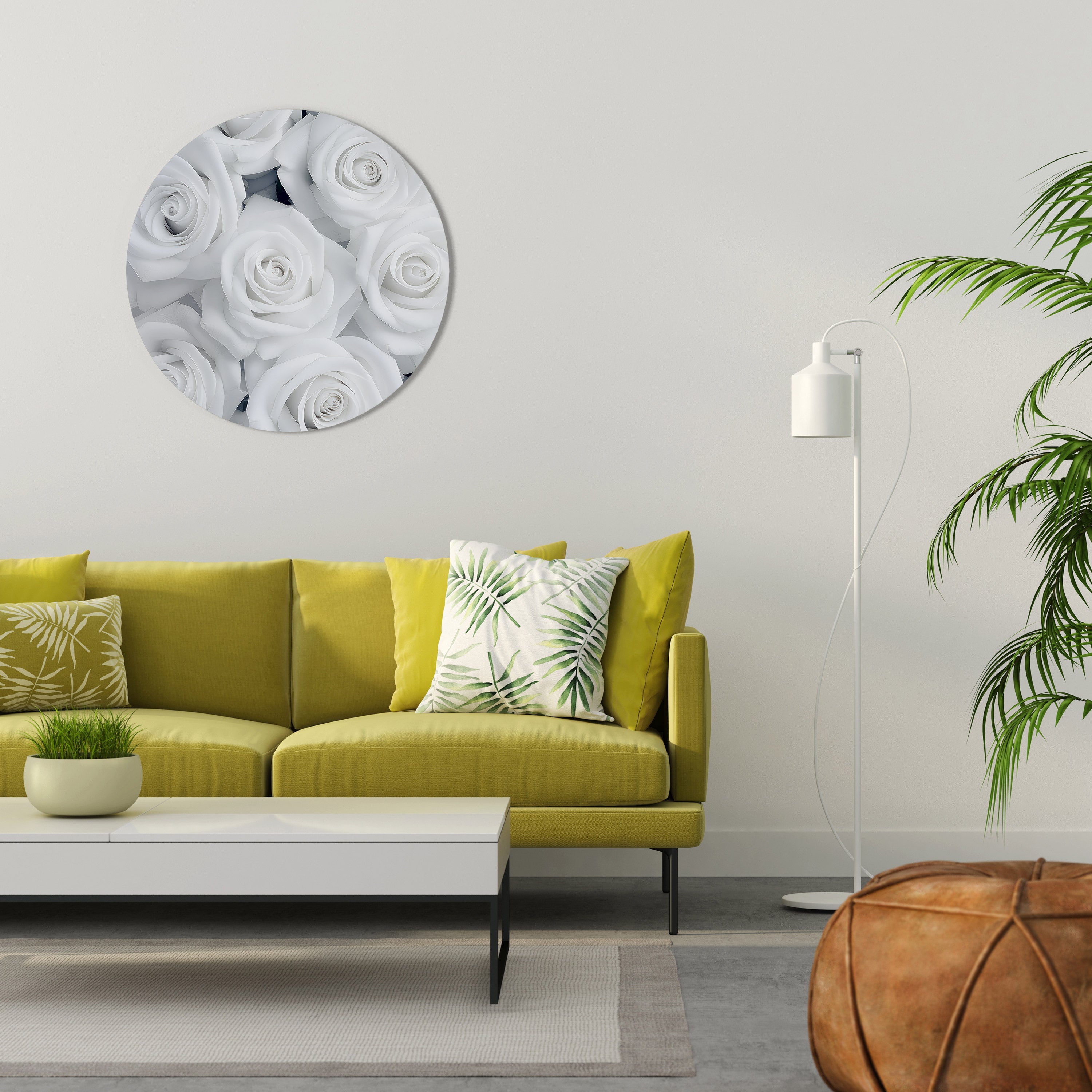 ELEGANZ IN WEISS Runde Wandkunst