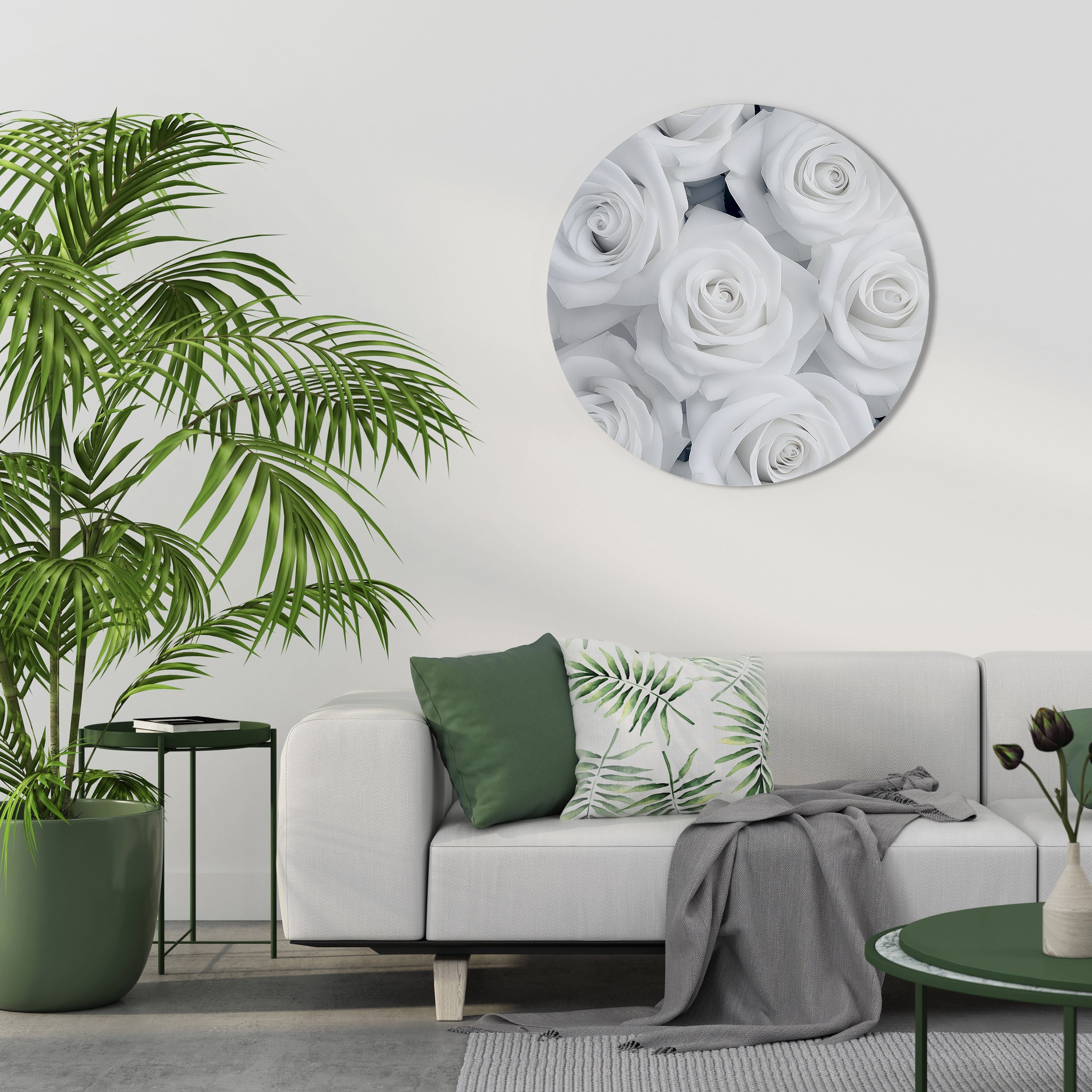 ELEGANZ IN WEISS Runde Wandkunst