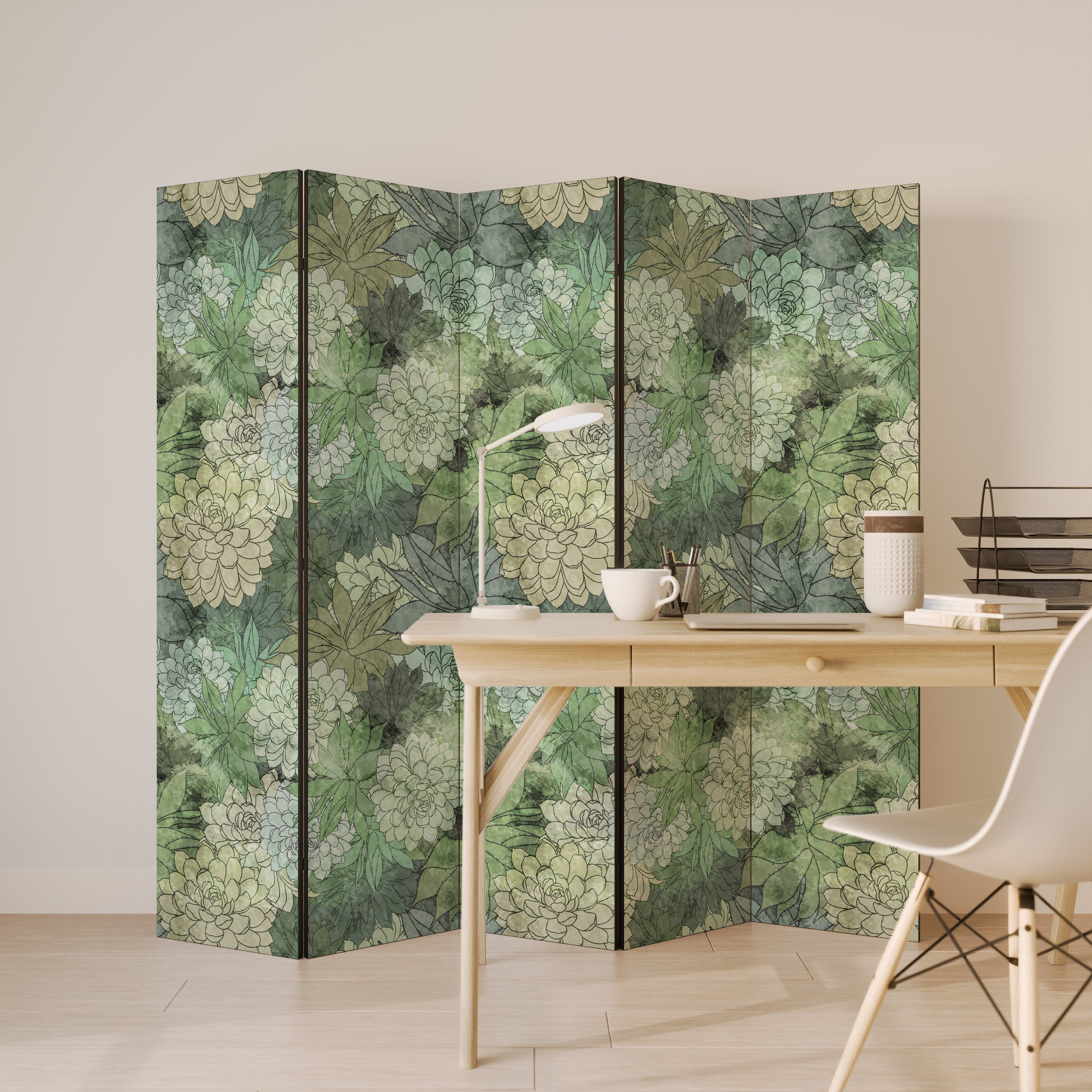 SUCCULENT CLUSTER 5-Panel Room Divider