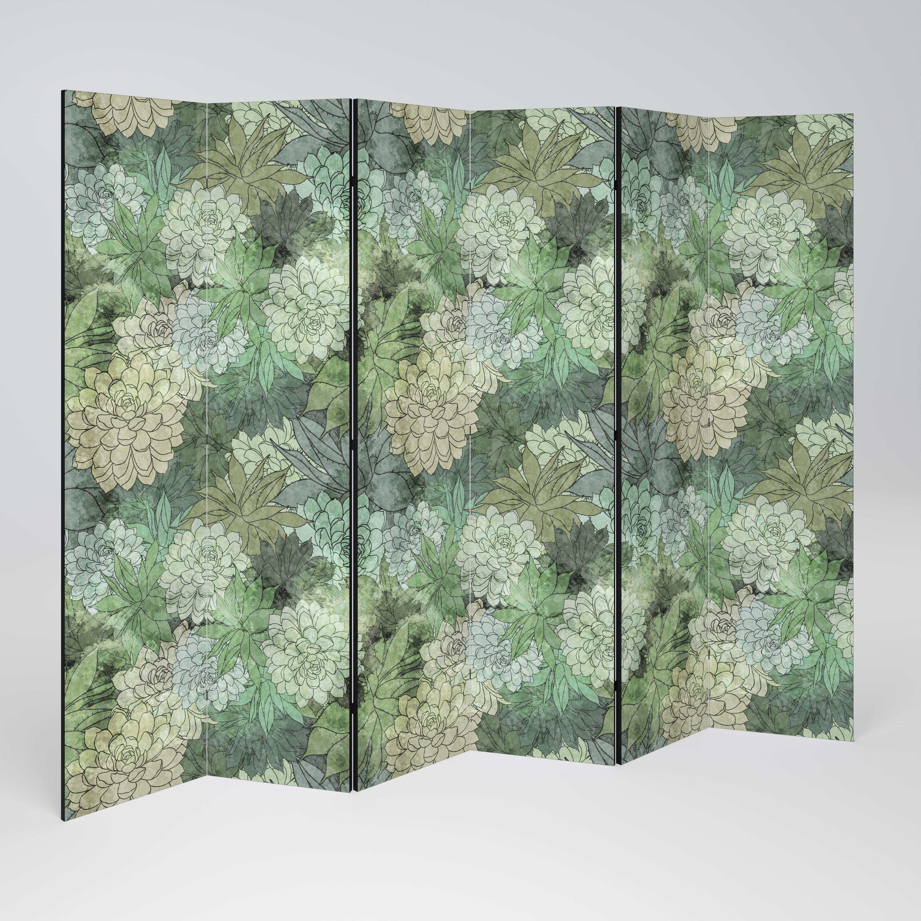Dekorativer Raumteiler SUCCULENT CLUSTER mit 6 Paneelen