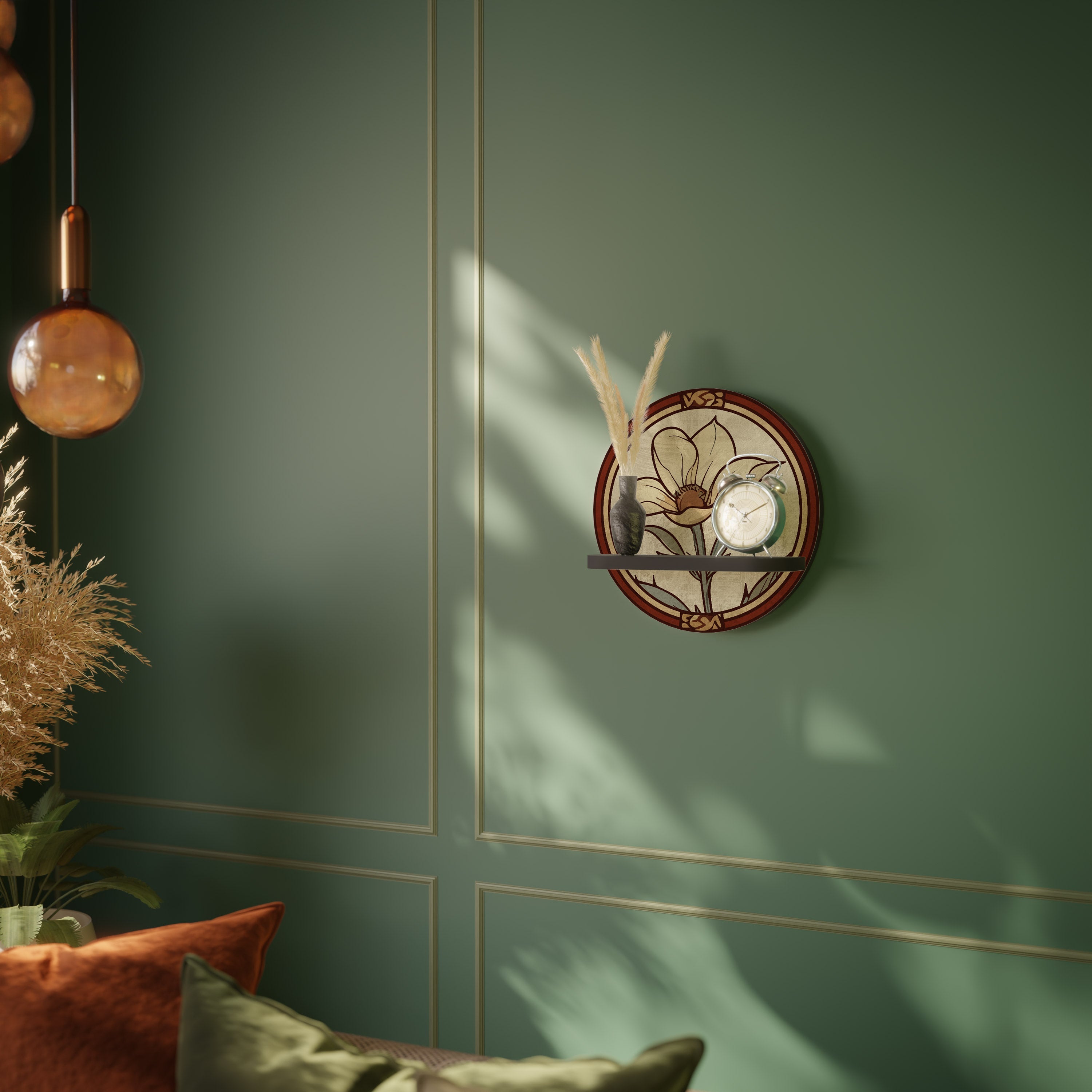 TIMELESS FLORA Rundes Kunstregal in Schwarz