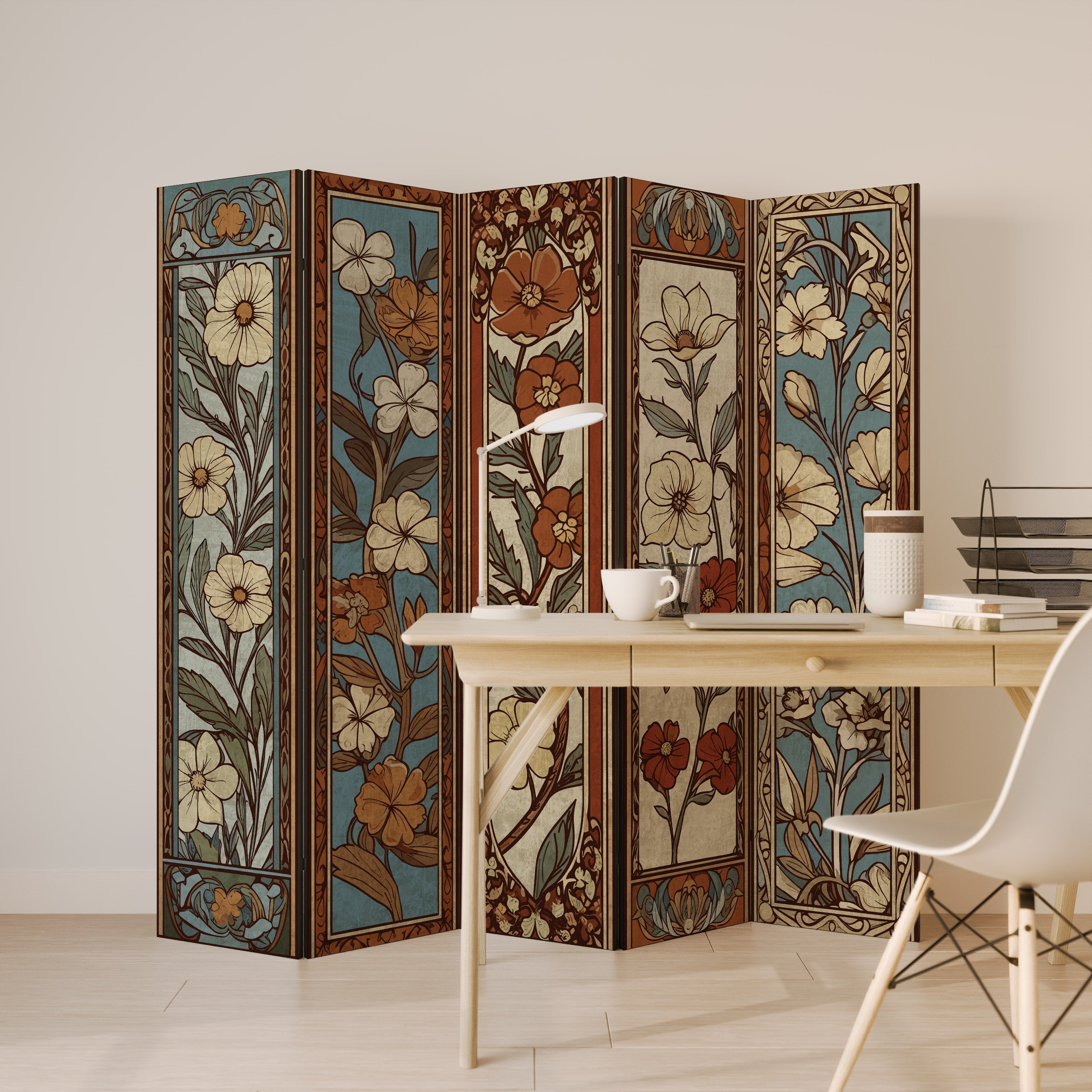 TIMELESS FLORA Dekorativer 5-teiliger Raumteiler