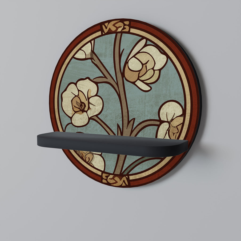 ORNATE PETALS Rundes Kunstregal in Schwarz