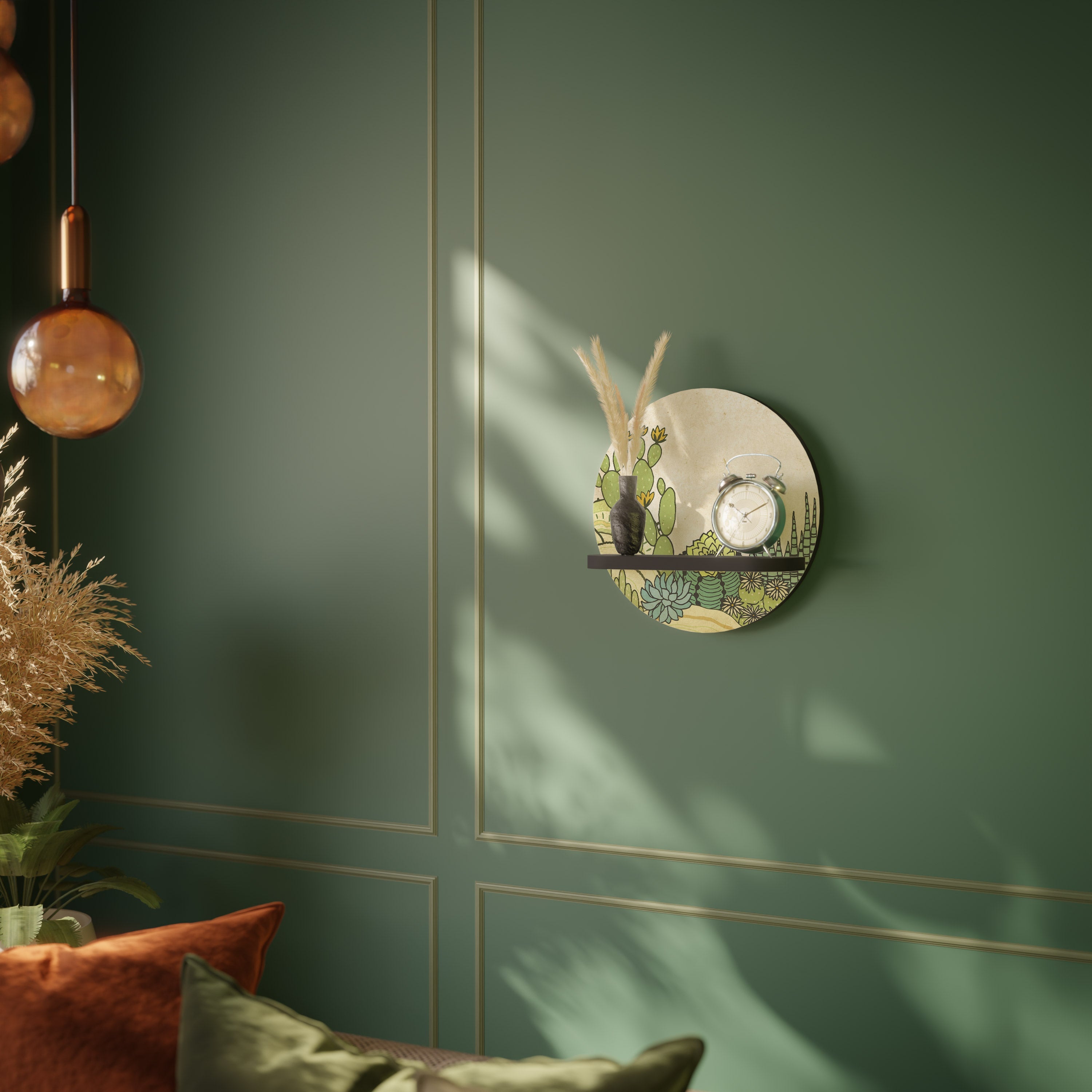 SUCCULENTS KALEIDOSCOPE Rundes Kunstregal in Schwarz