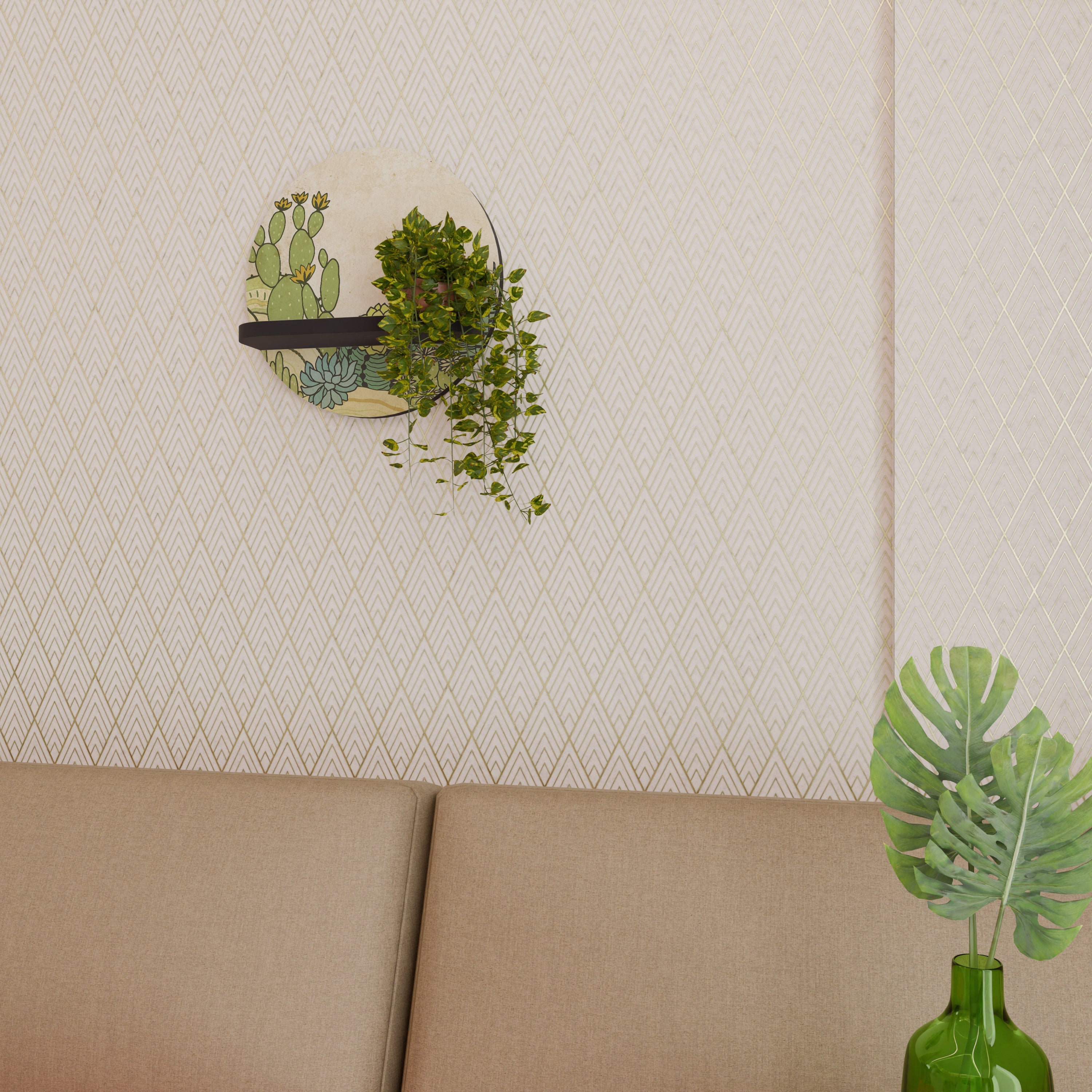 SUCCULENTS KALEIDOSCOPE Rundes Kunstregal in Schwarz