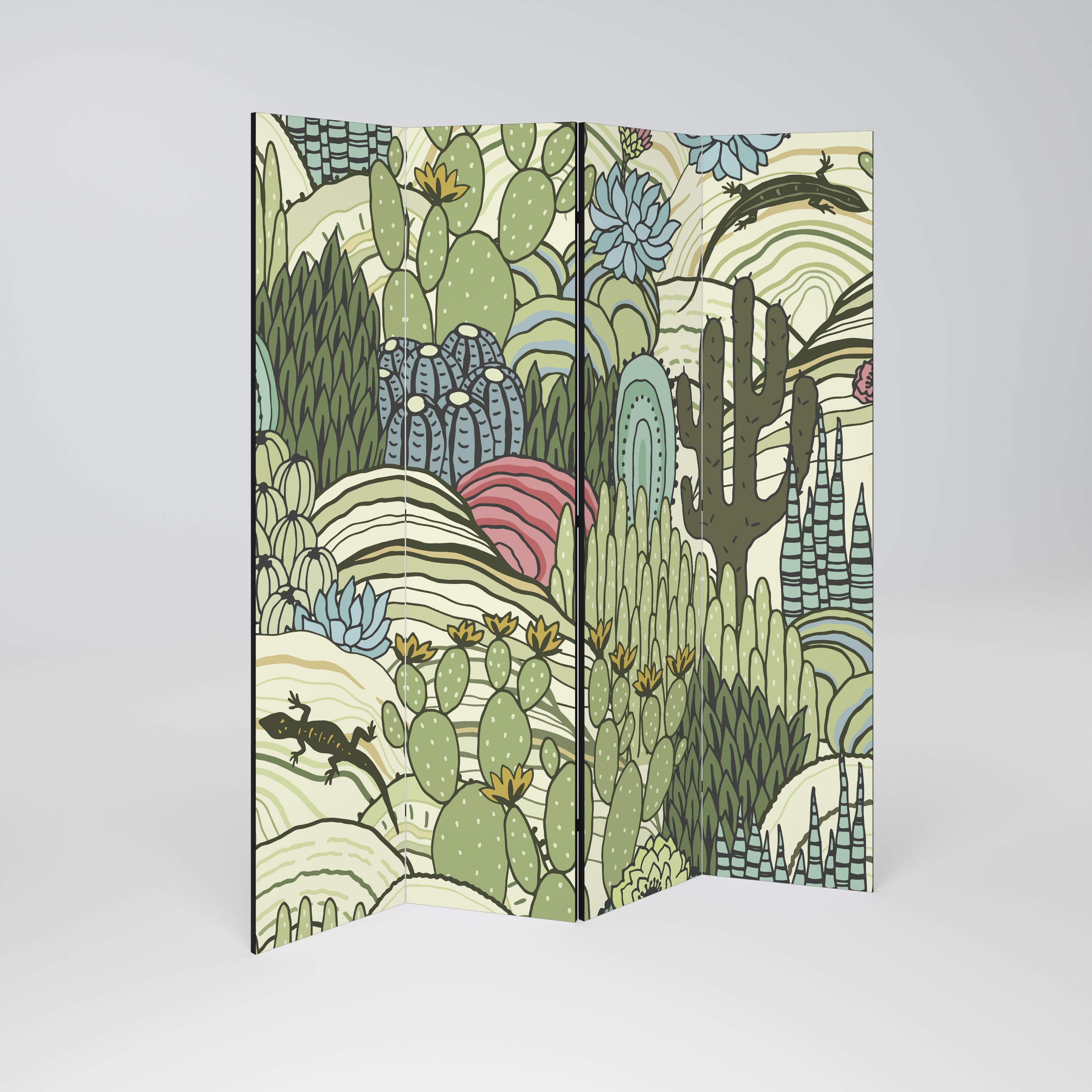 SUCCULENTS KALEIDOSCOPE 4-teiliger Paravent