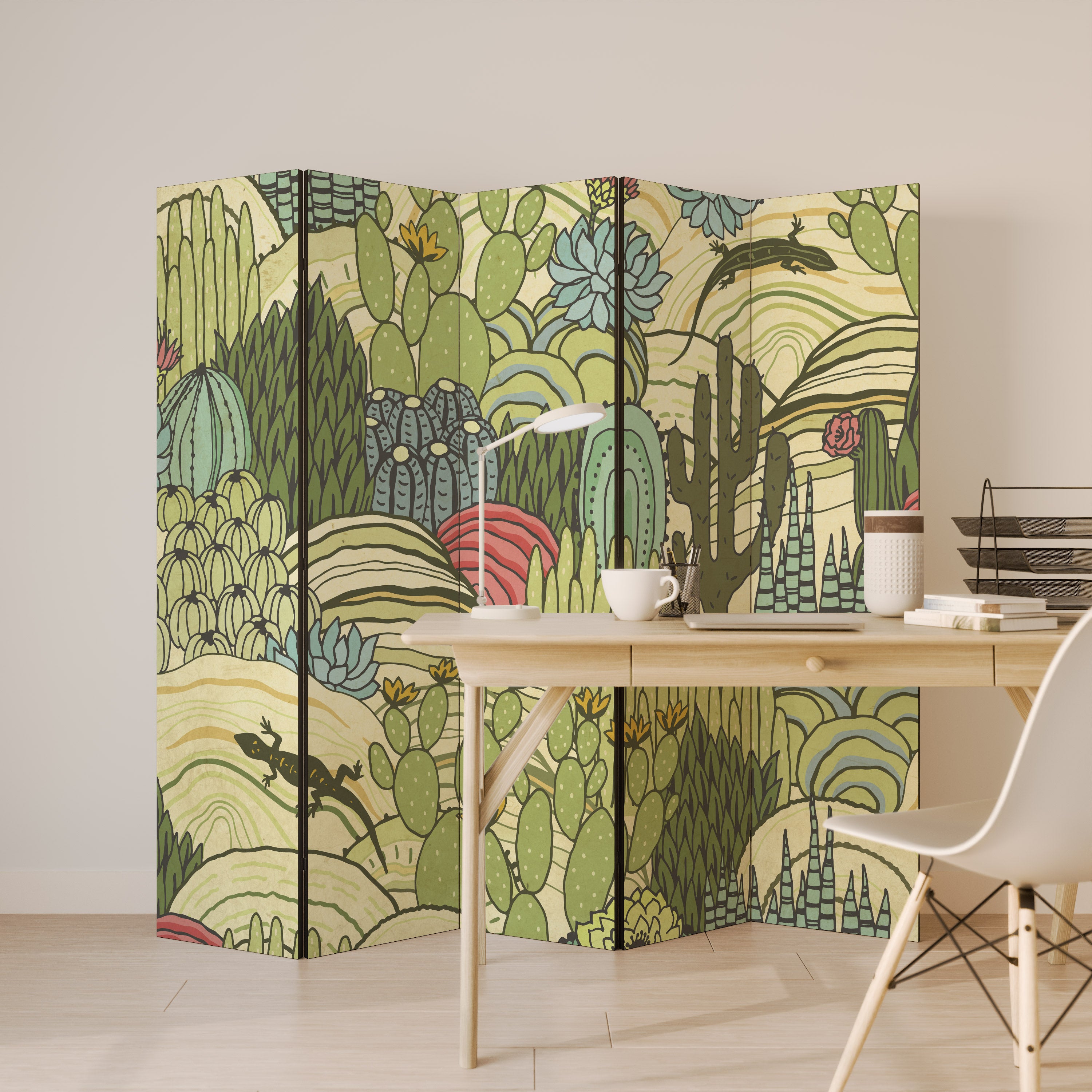 SUCCULENTS KALEIDOSCOPE 5-teiliger Paravent