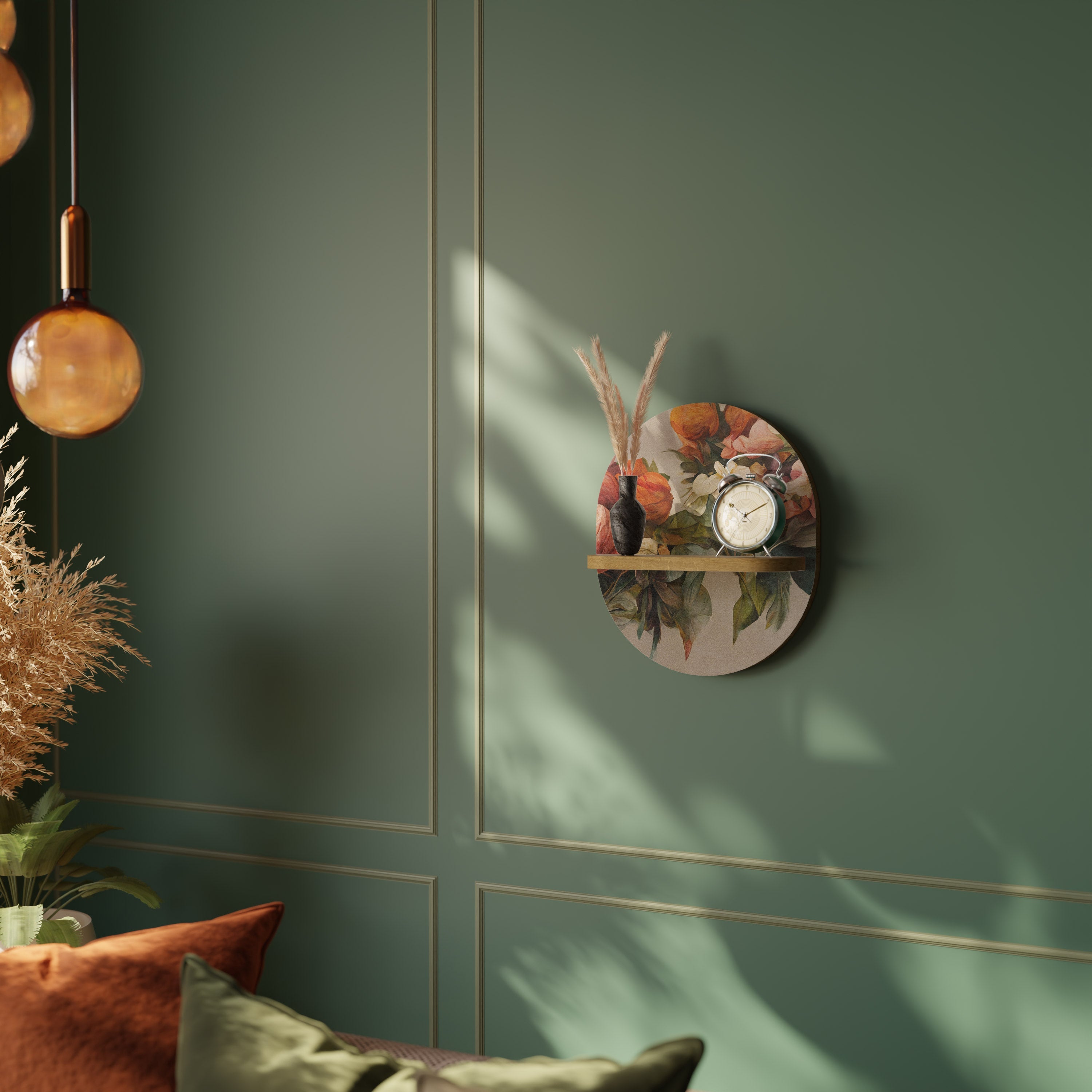 STYLISH BEAUTY Ovales Kunstregal in Eichenoptik
