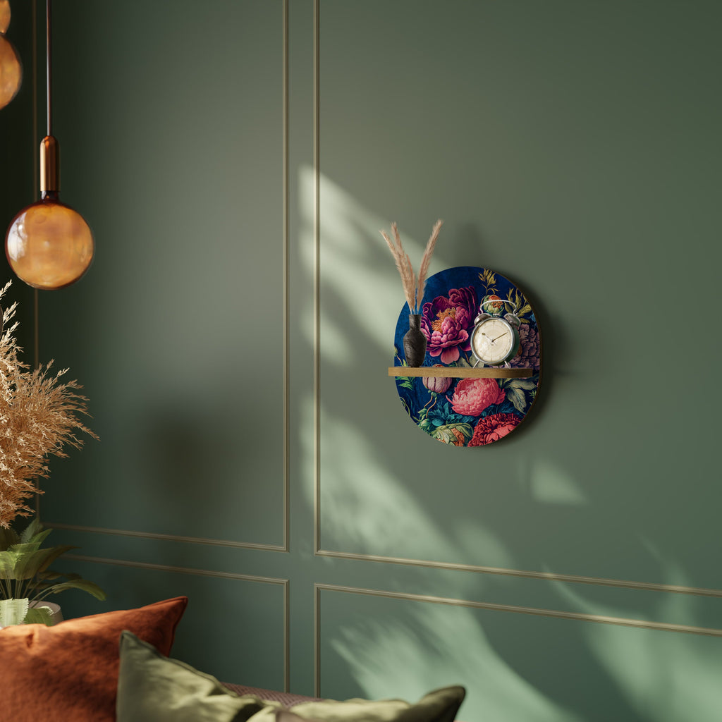 BLOOMING ELEGANCE Ovales Kunstregal in Eichenoptik