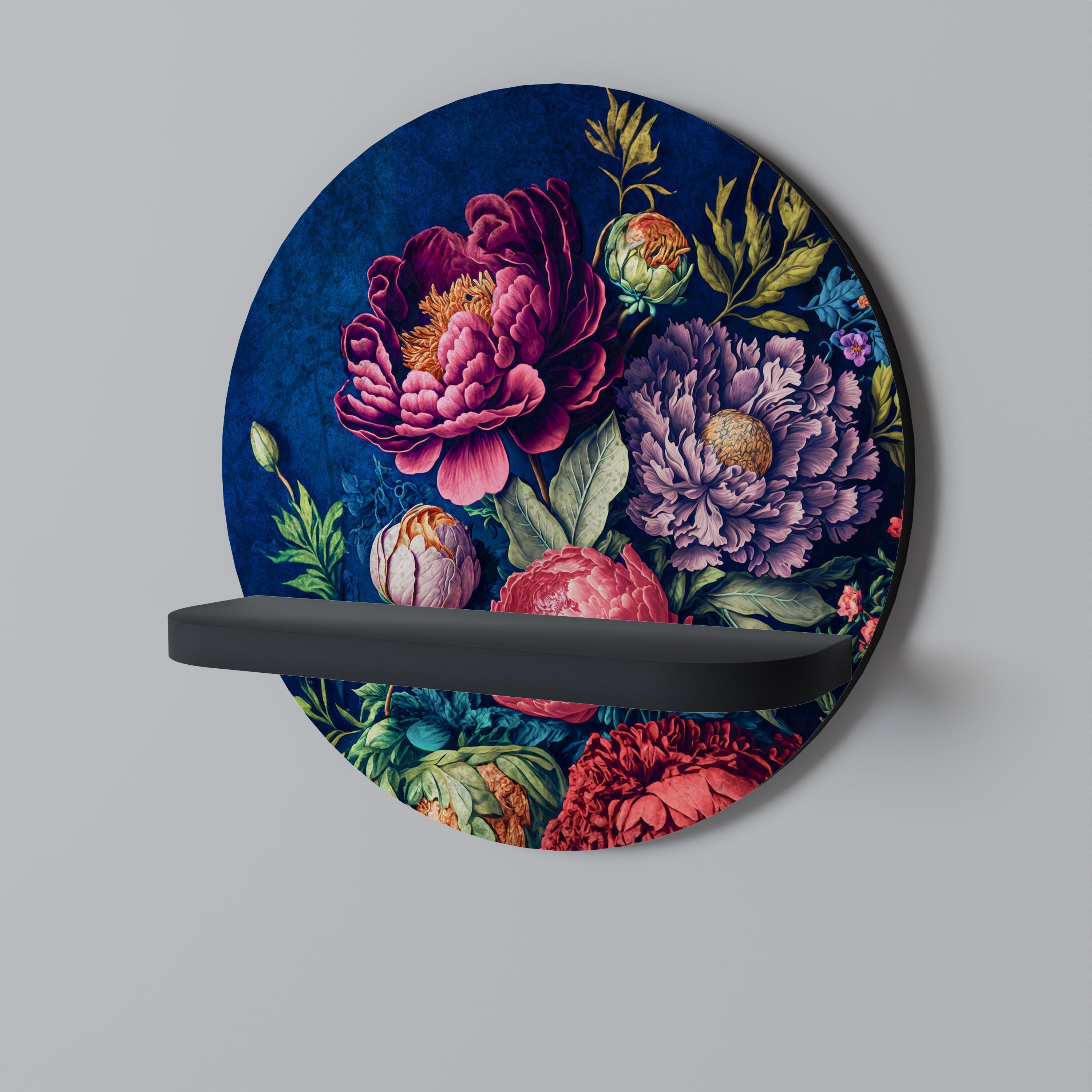 BLOOMING ELEGANCE Rundes Kunstregal in Schwarz