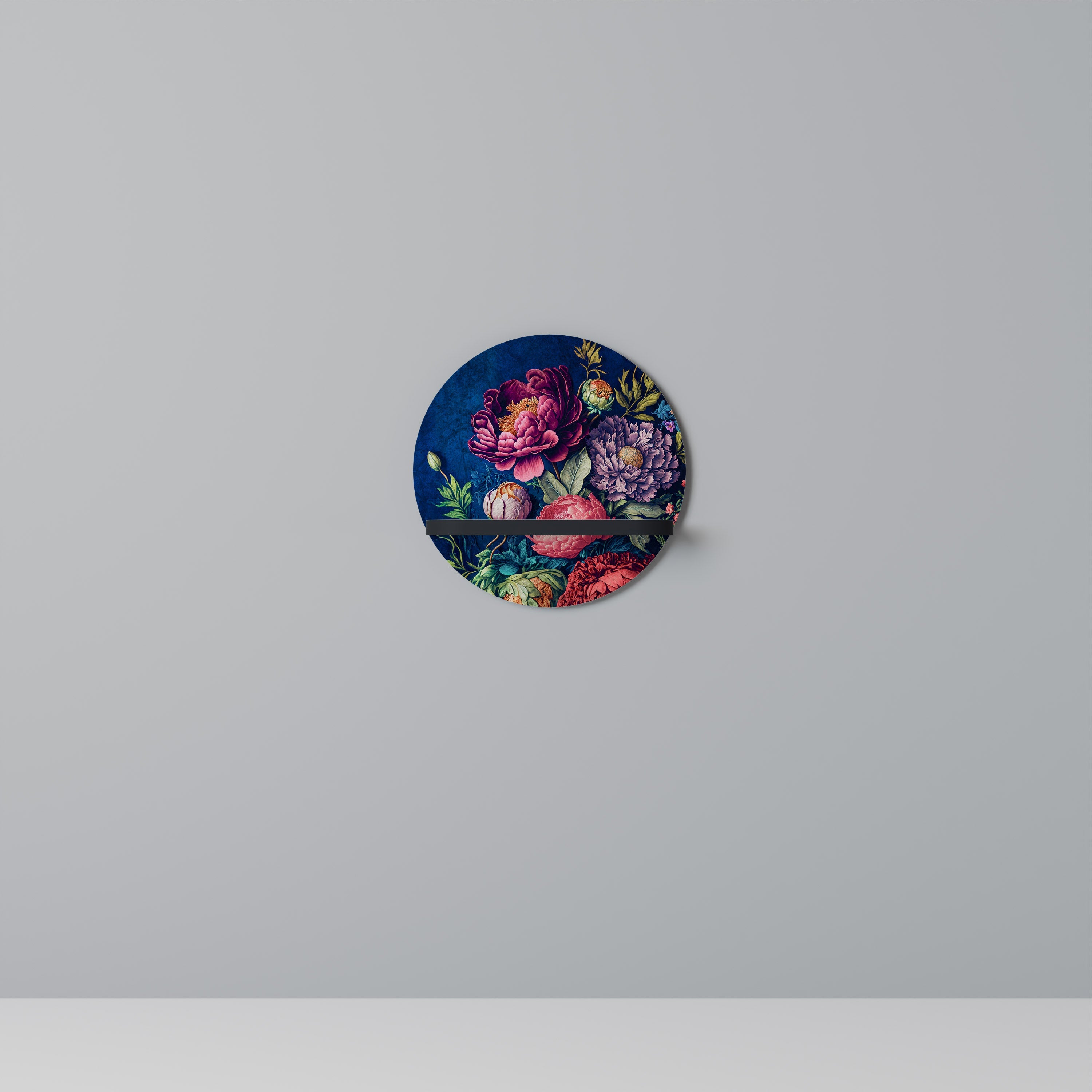 BLOOMING ELEGANCE Rundes Kunstregal in Schwarz