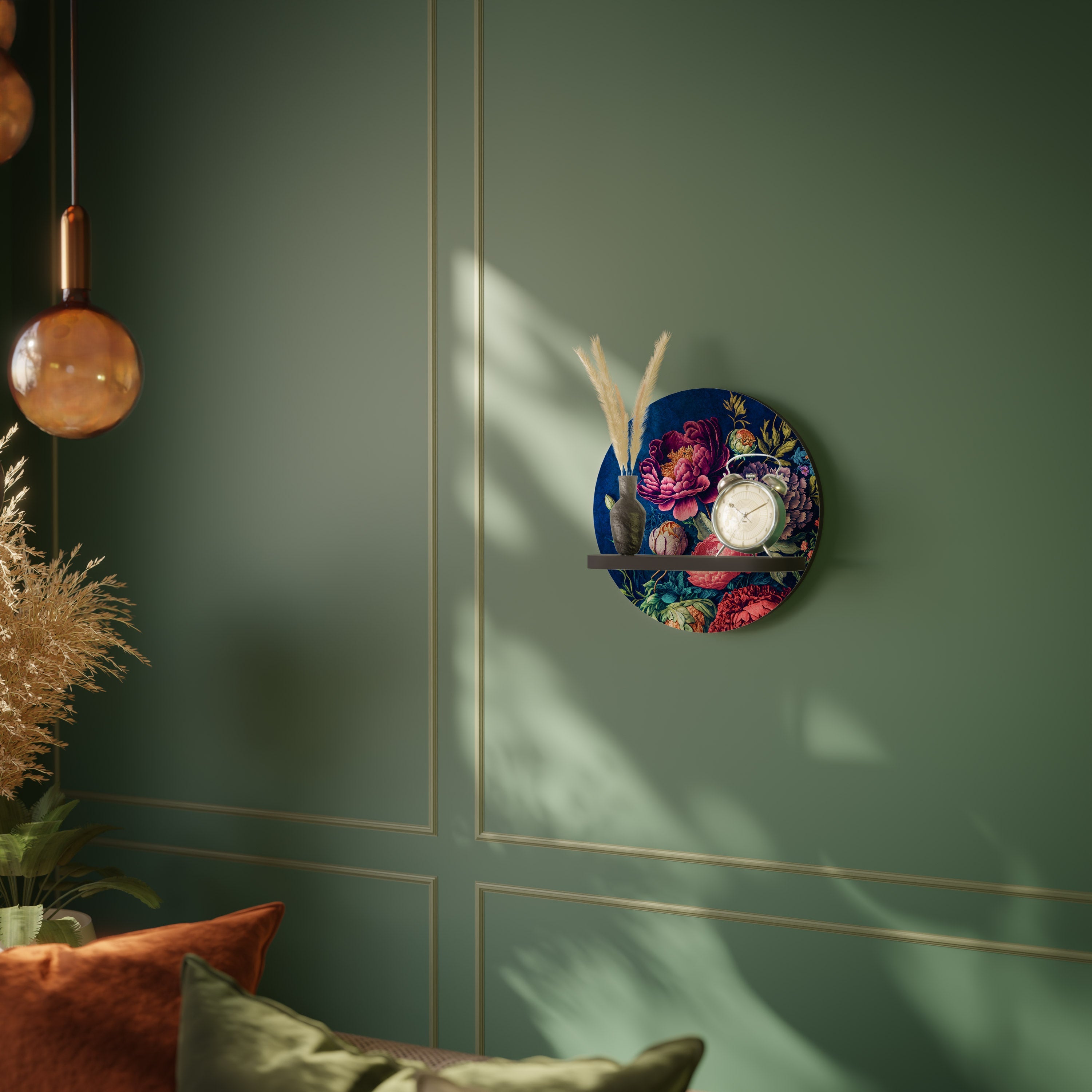 BLOOMING ELEGANCE Rundes Kunstregal in Schwarz