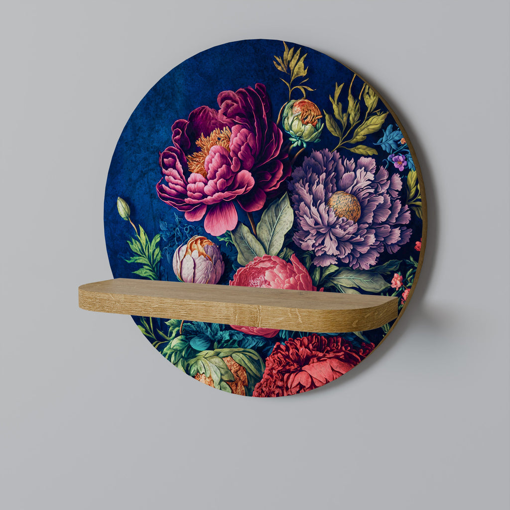 BLOOMING ELEGANCE Rundes Kunstregal in Eichenoptik