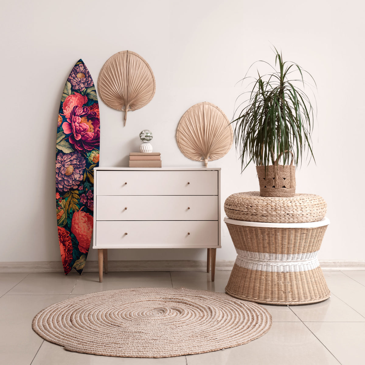 BLOOMING ELEGANCE Deko-Surfboard
