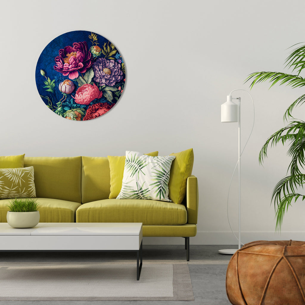 BLÜHENDE ELEGANZ Runde Wandkunst