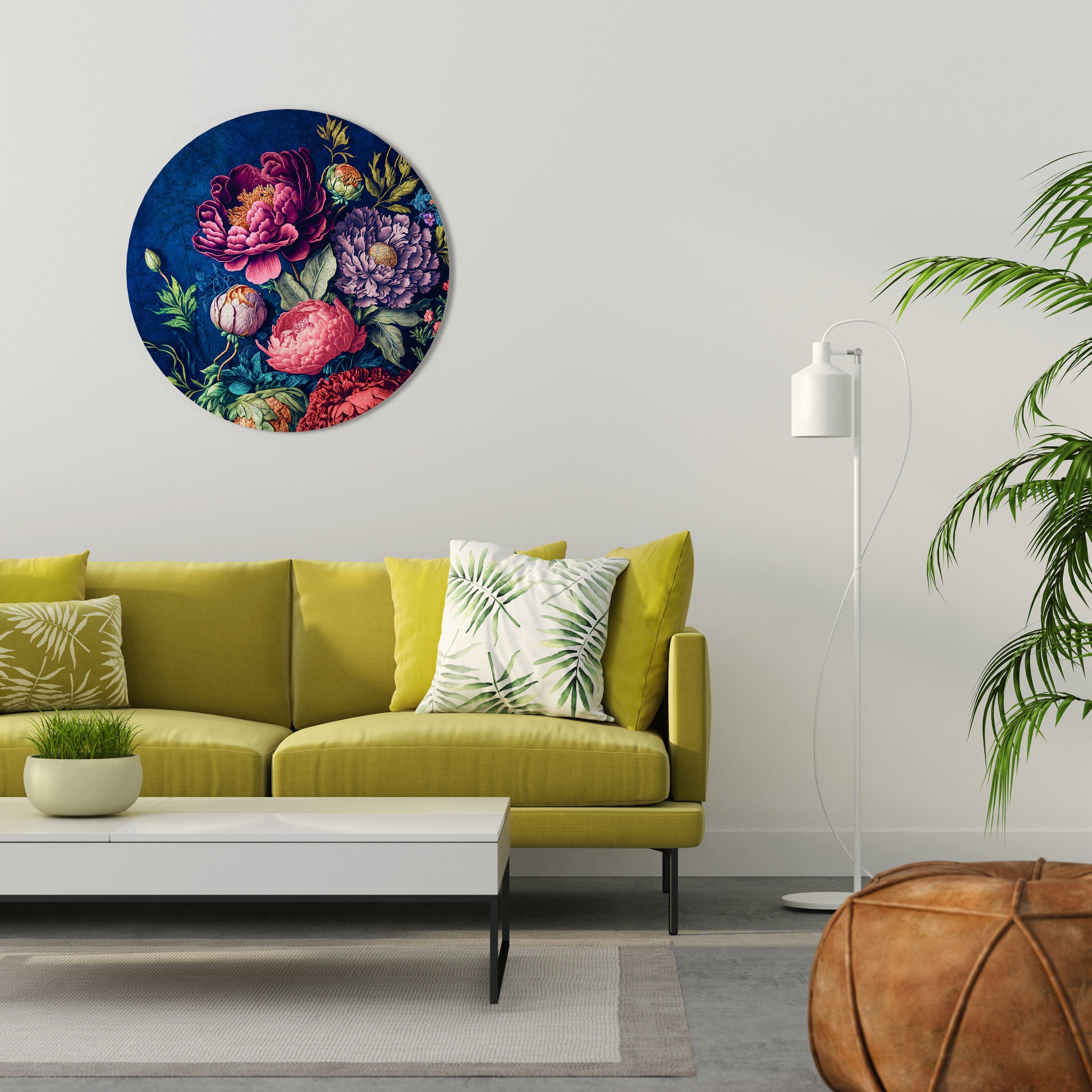 BLÜHENDE ELEGANZ Runde Wandkunst