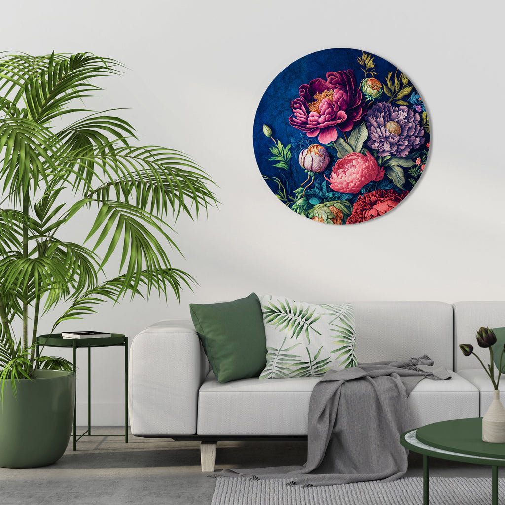 BLÜHENDE ELEGANZ Runde Wandkunst