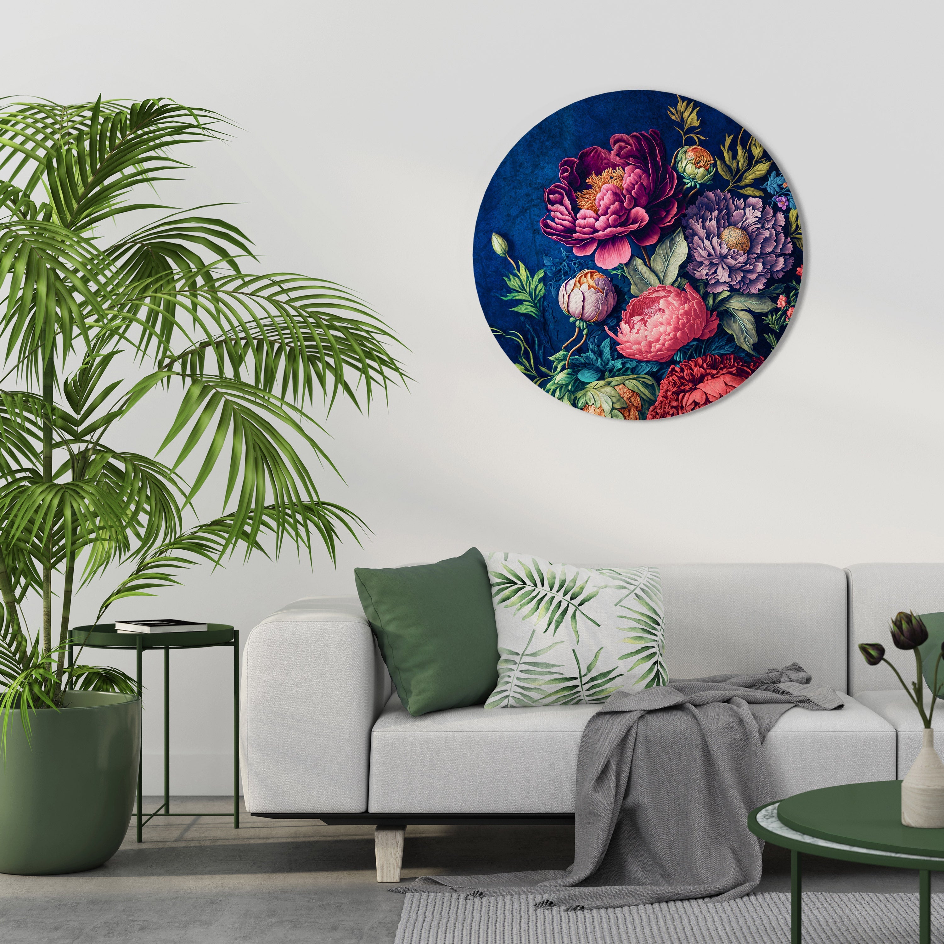 BLÜHENDE ELEGANZ Runde Wandkunst