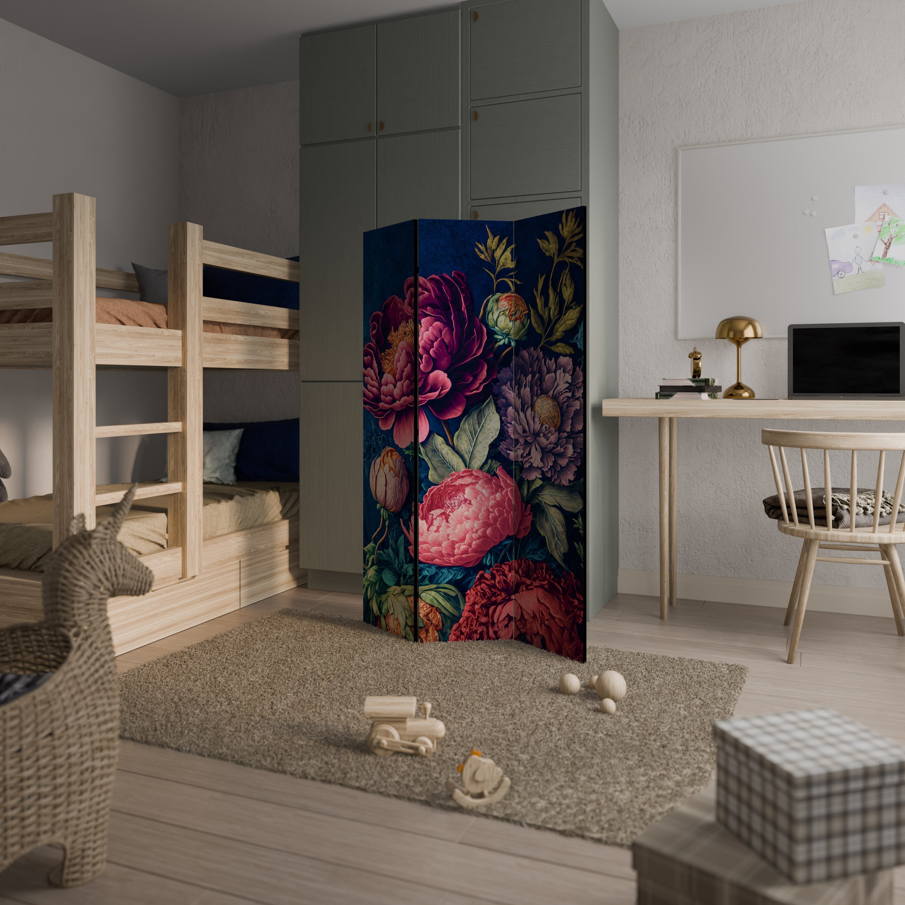 BLOOMING ELEGANCE Dekorativer 3-teiliger Raumteiler