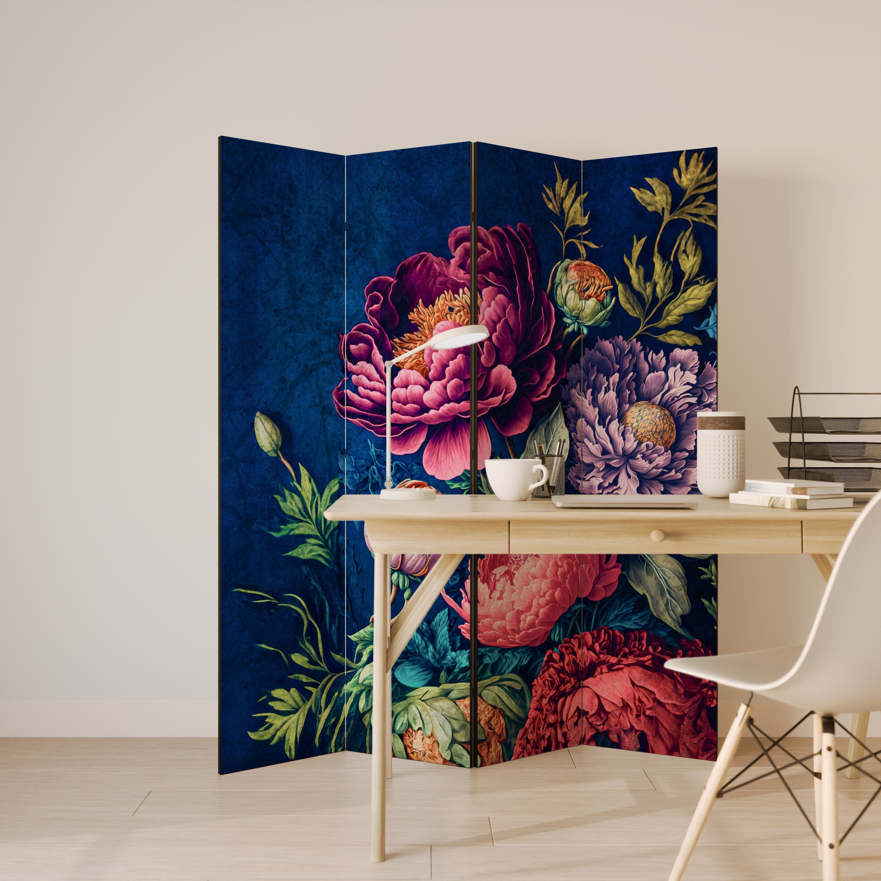 BLOOMING ELEGANCE Dekorativer 4-teiliger Raumteiler