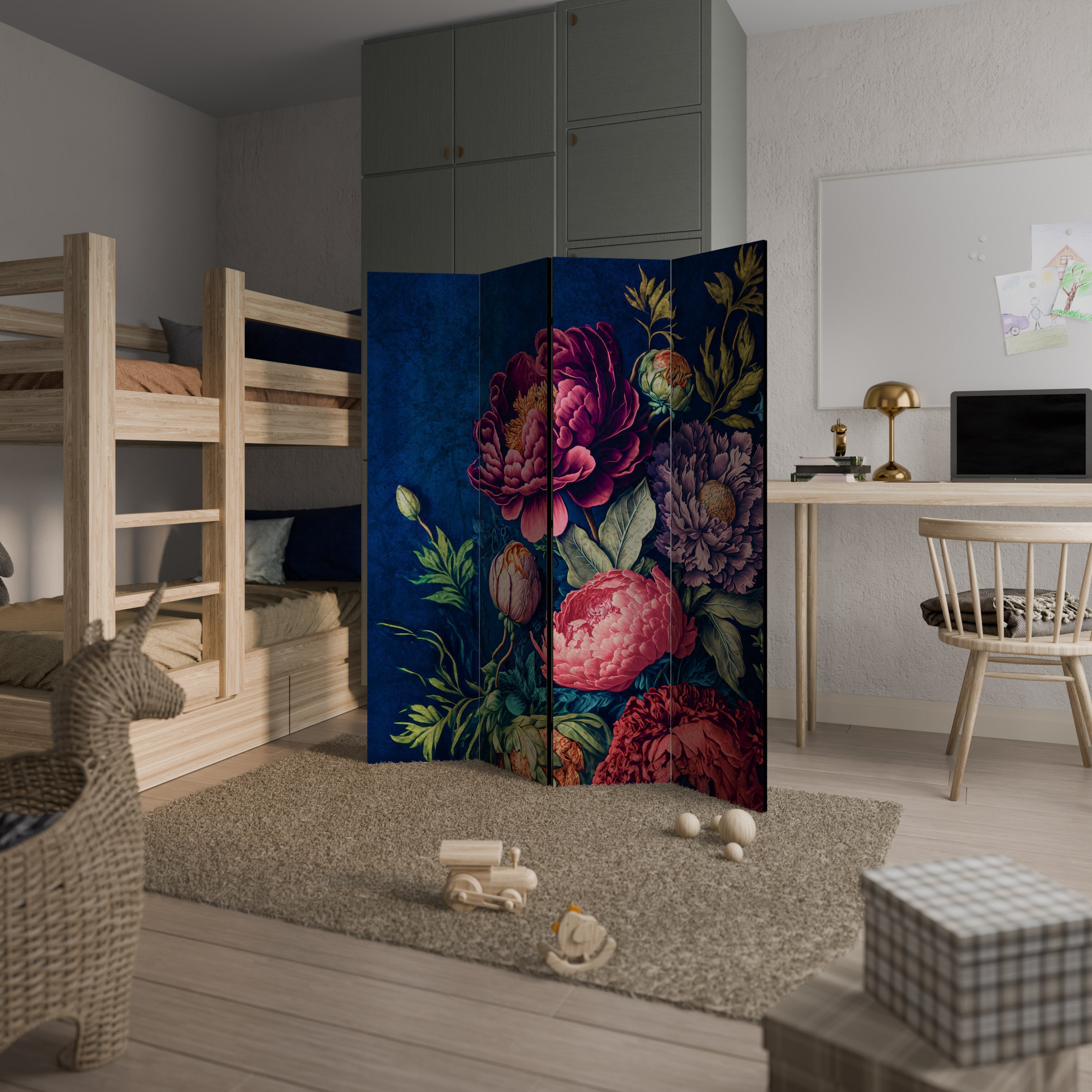 BLOOMING ELEGANCE Dekorativer 4-teiliger Raumteiler