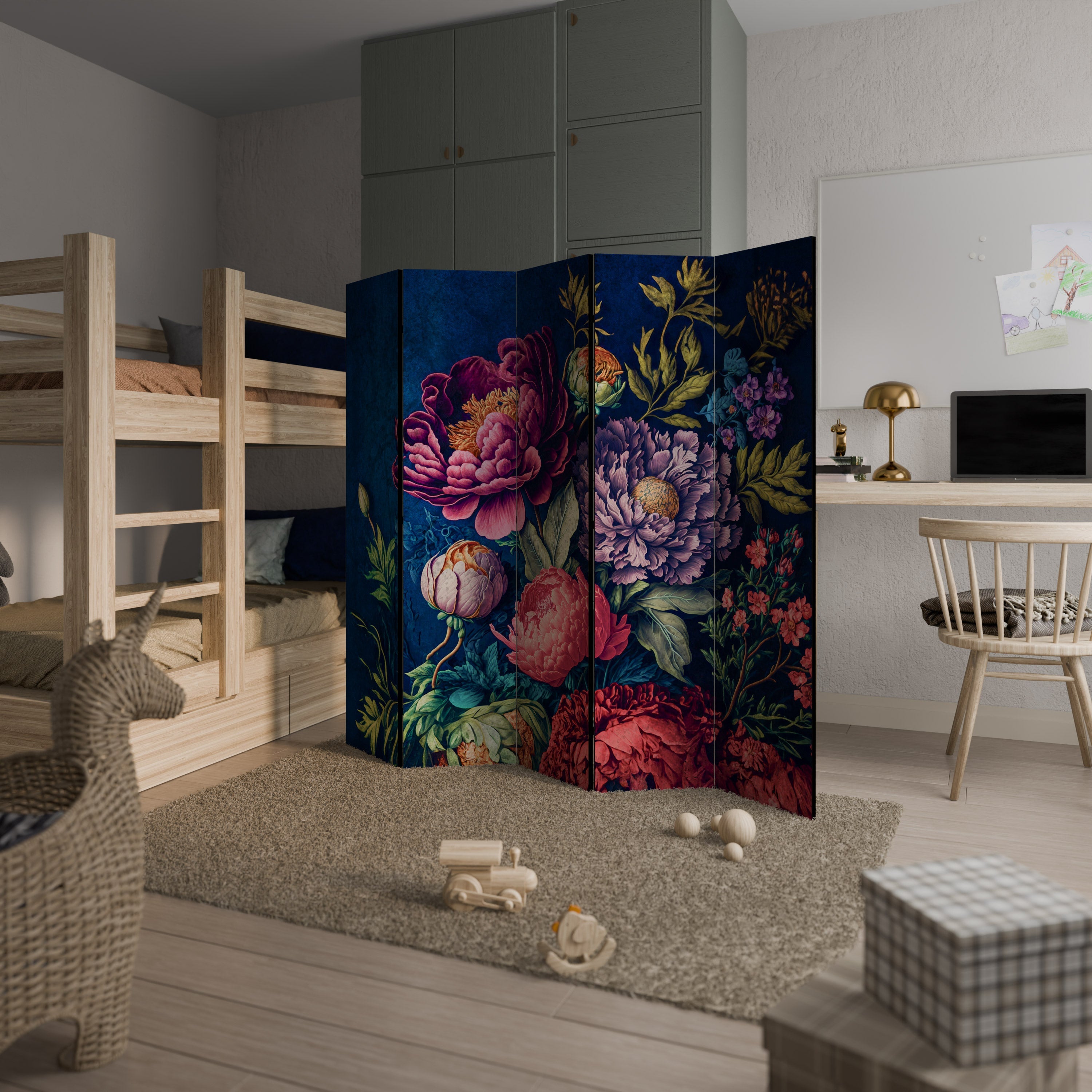 BLOOMING ELEGANCE Dekorativer 5-teiliger Raumteiler