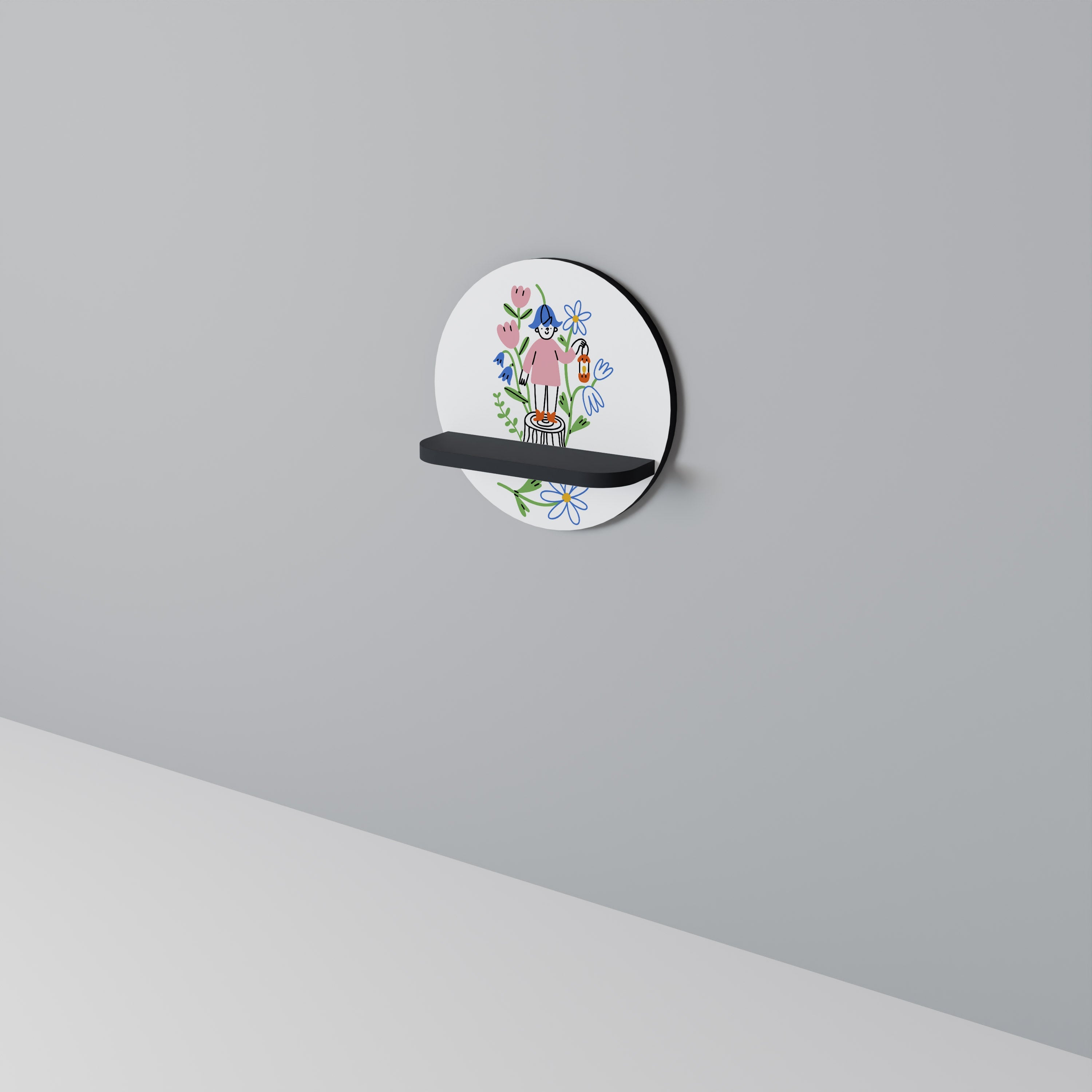 GARDEN GUARDIAN Rundes Kunstregal in Schwarz