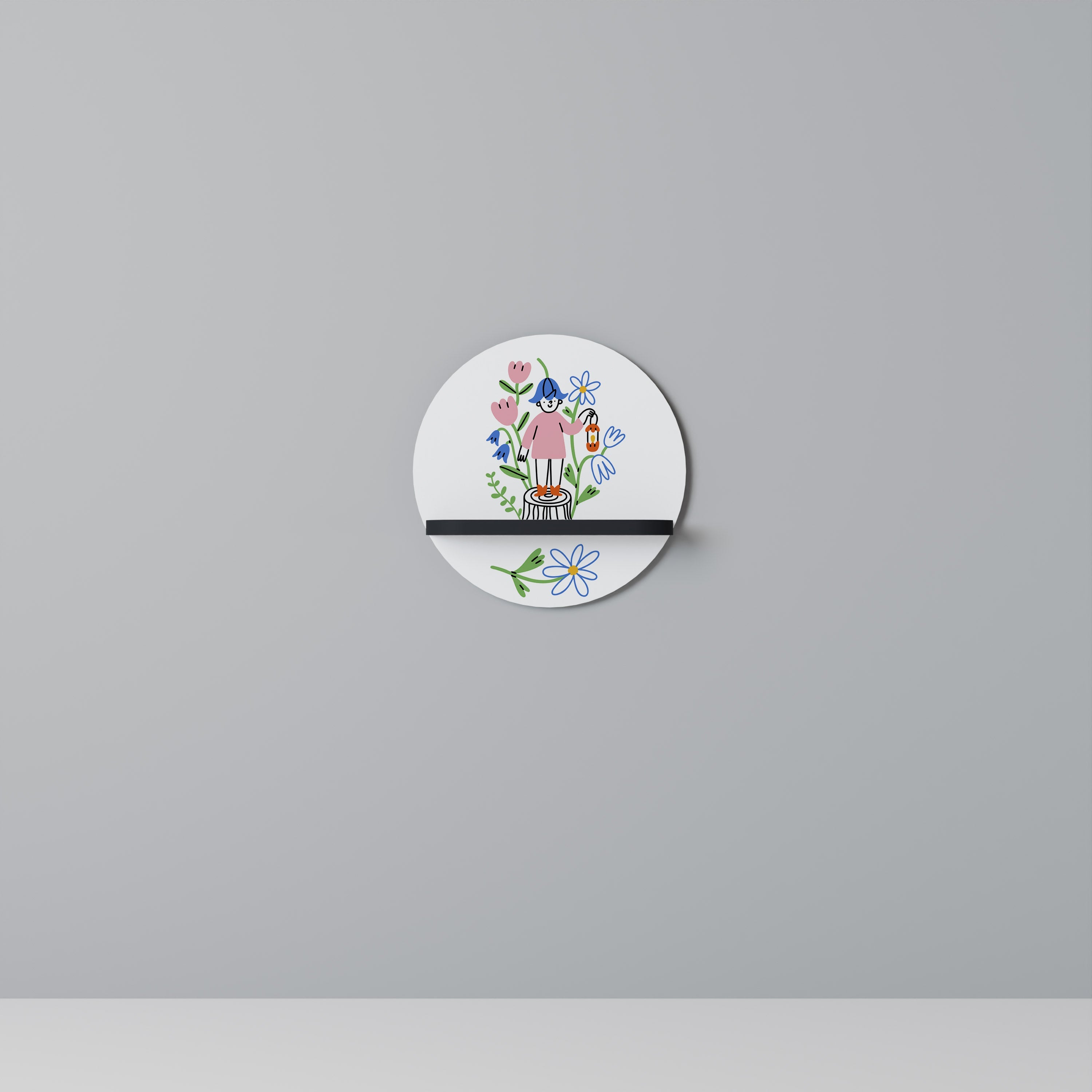 GARDEN GUARDIAN Rundes Kunstregal in Schwarz