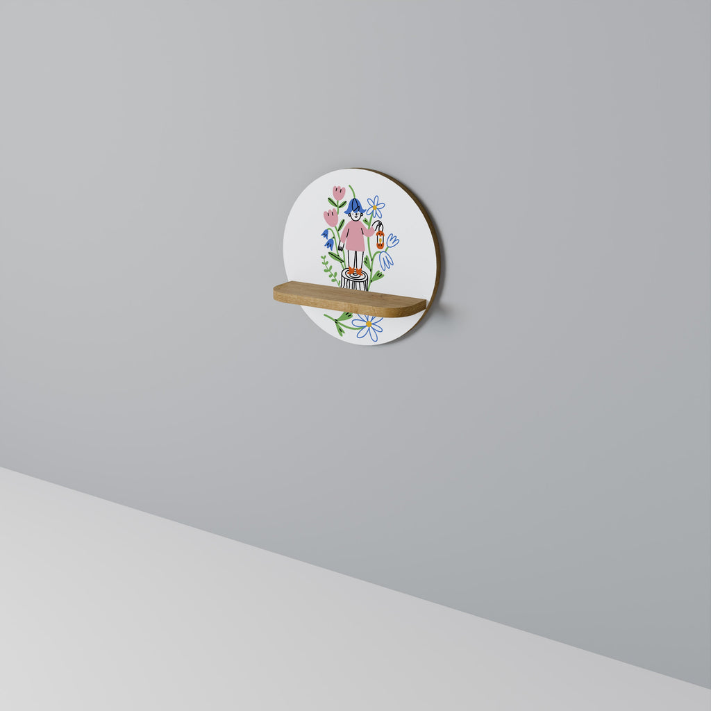 GARDEN GUARDIAN Round Art Shelf In Oak Effect