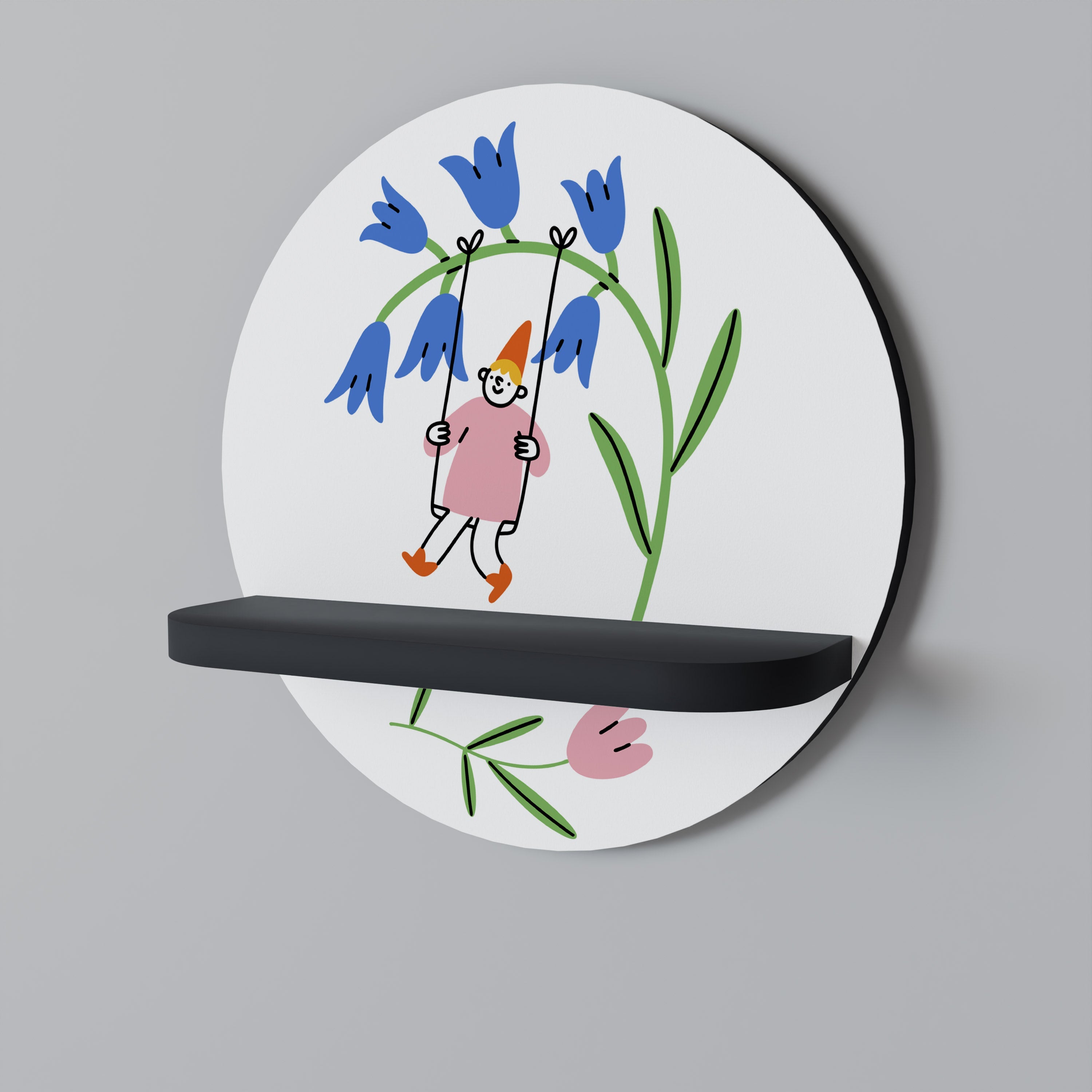 GARDEN JOY Rundes Kunstregal in Schwarz