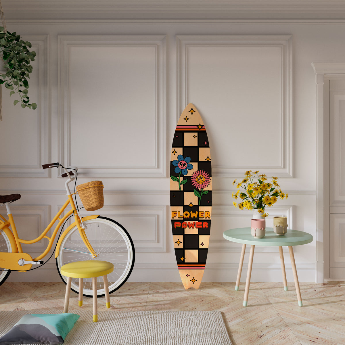 FLOWER POWER Deko-Surfboard