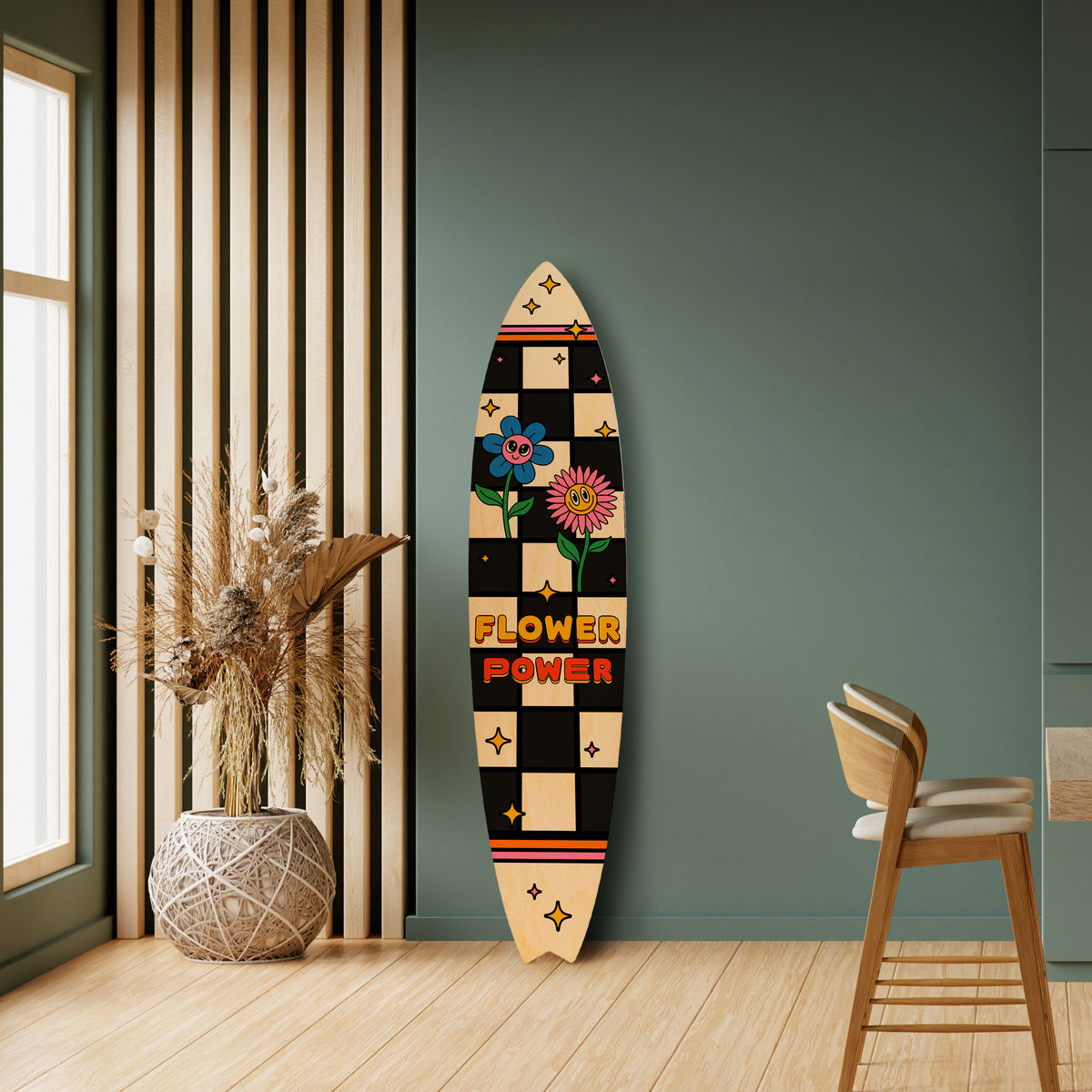 FLOWER POWER Deko-Surfboard