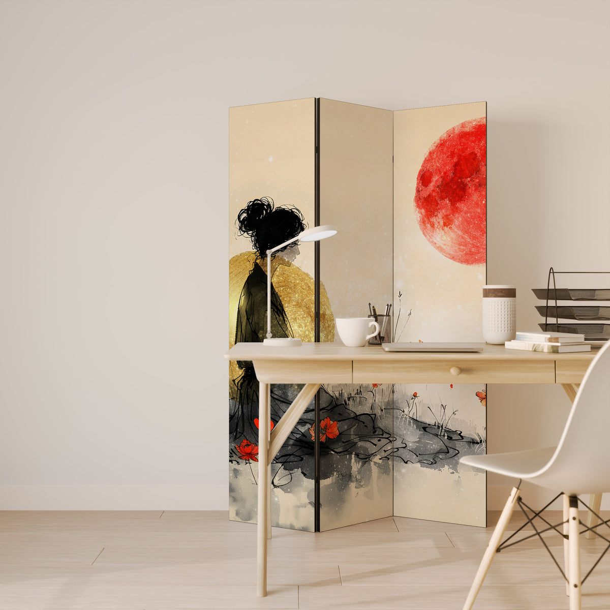 GOLDEN GLOW MEDITATION 3-Panel Room Divider