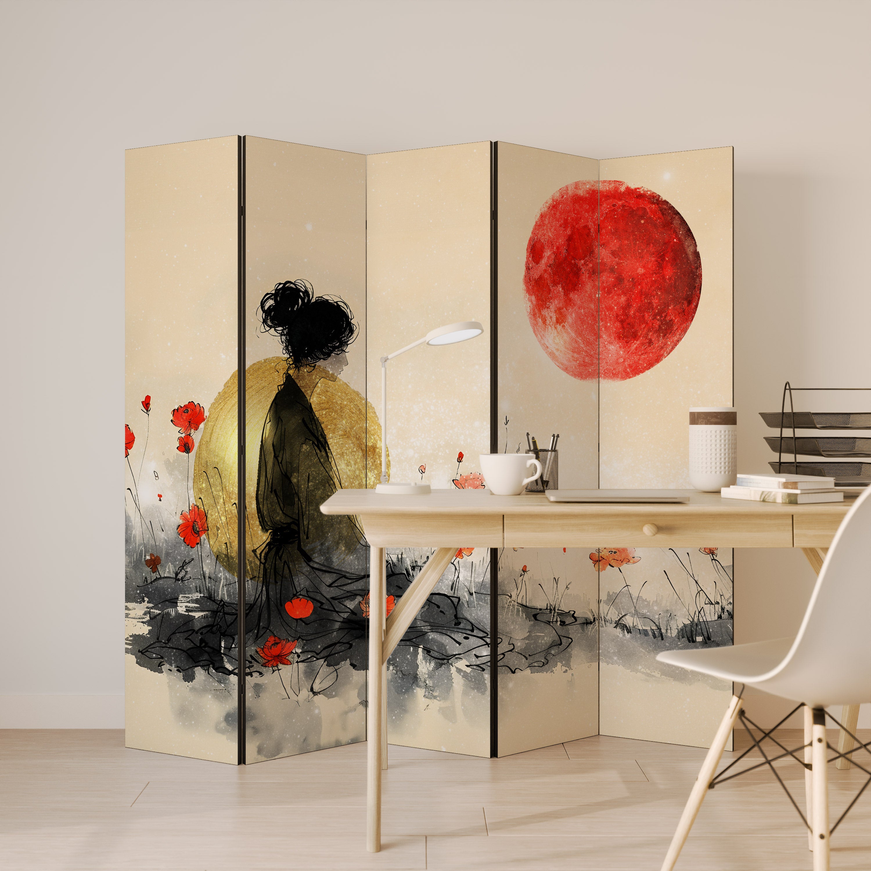 GOLDEN GLOW MEDITATION 5-teiliger Paravent