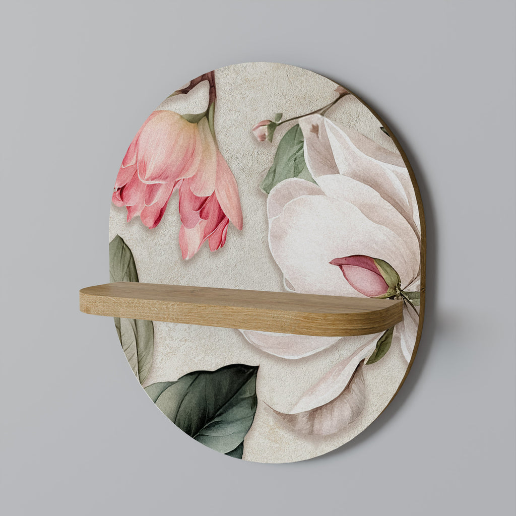 FLORAL GRACE Ovales Kunstregal in Eichenoptik