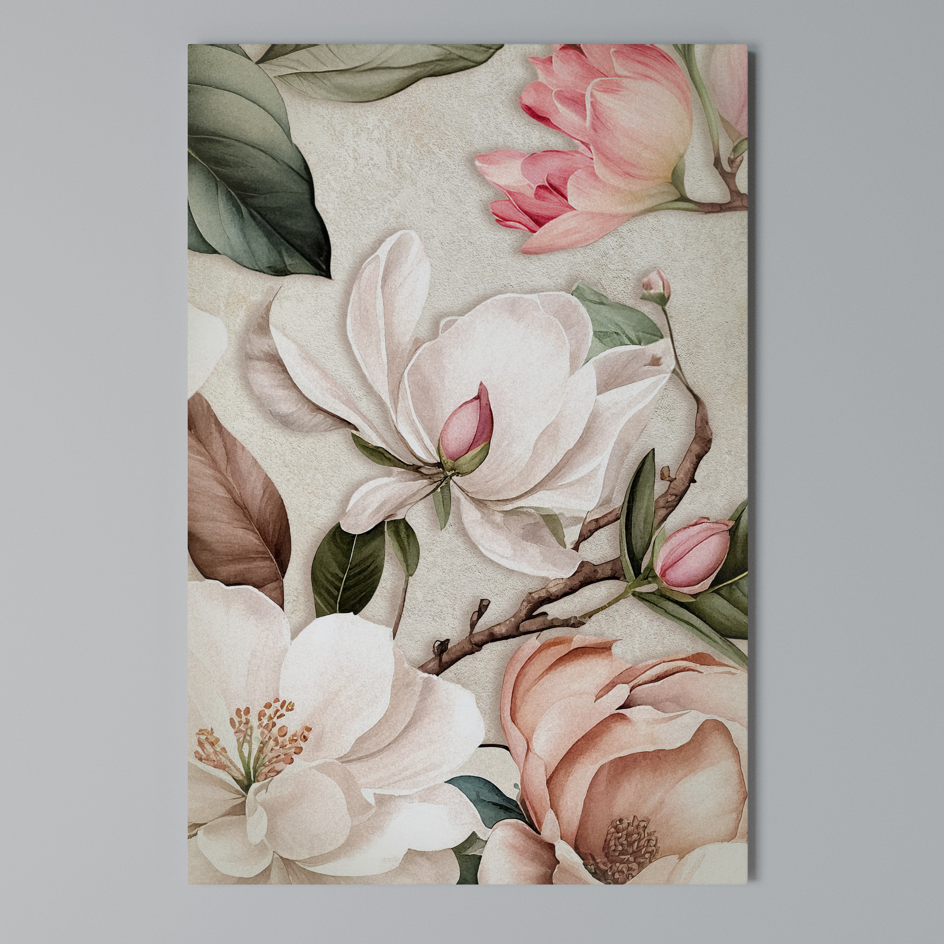 FLORAL GRACE Vertical Canvas Print