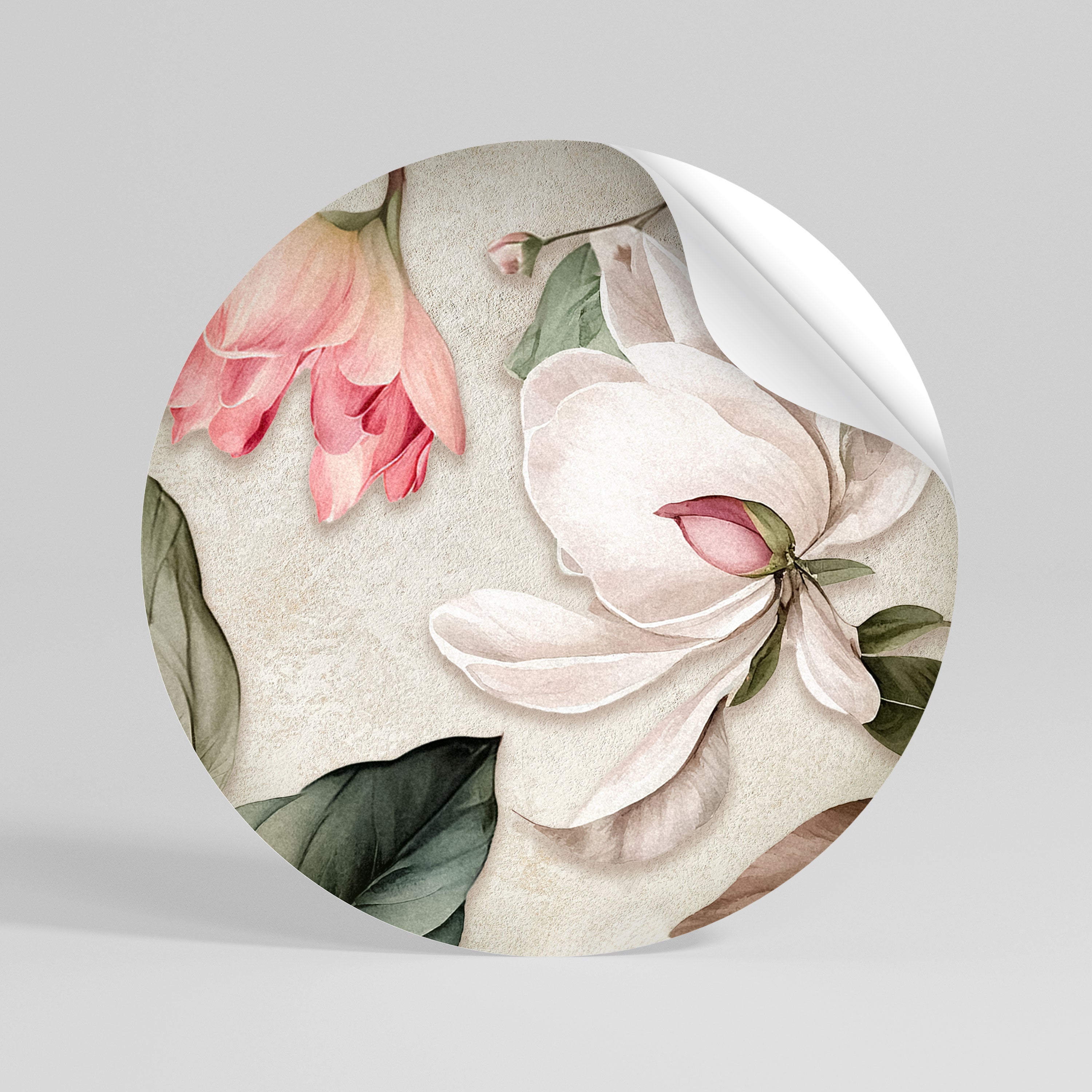 FLORAL GRACE Peel and Stick Round Sticker