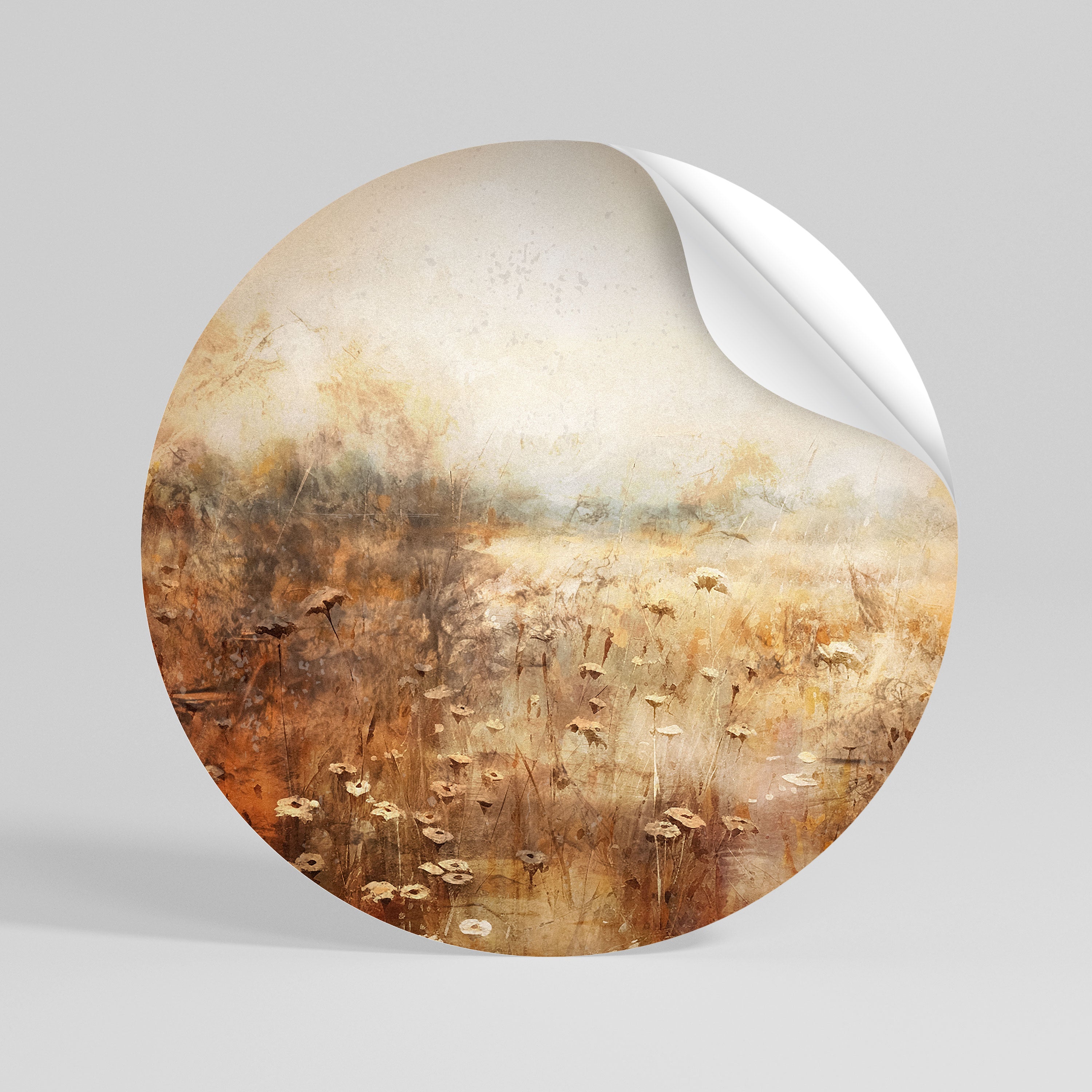 TRANQUIL FIELD Peel and Stick Round Sticker