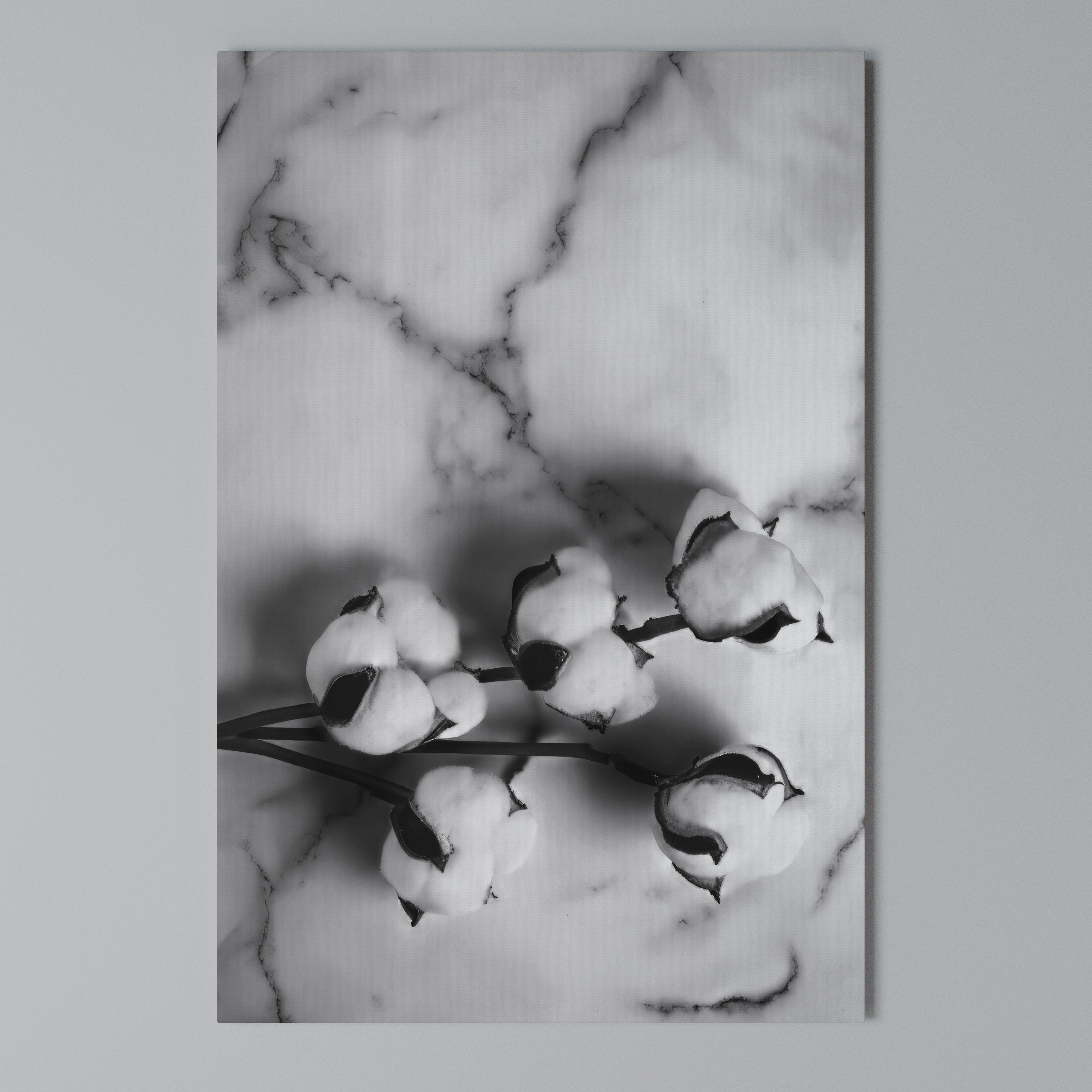 MONOCHROME COTTON DREAMS Vertical Canvas Print