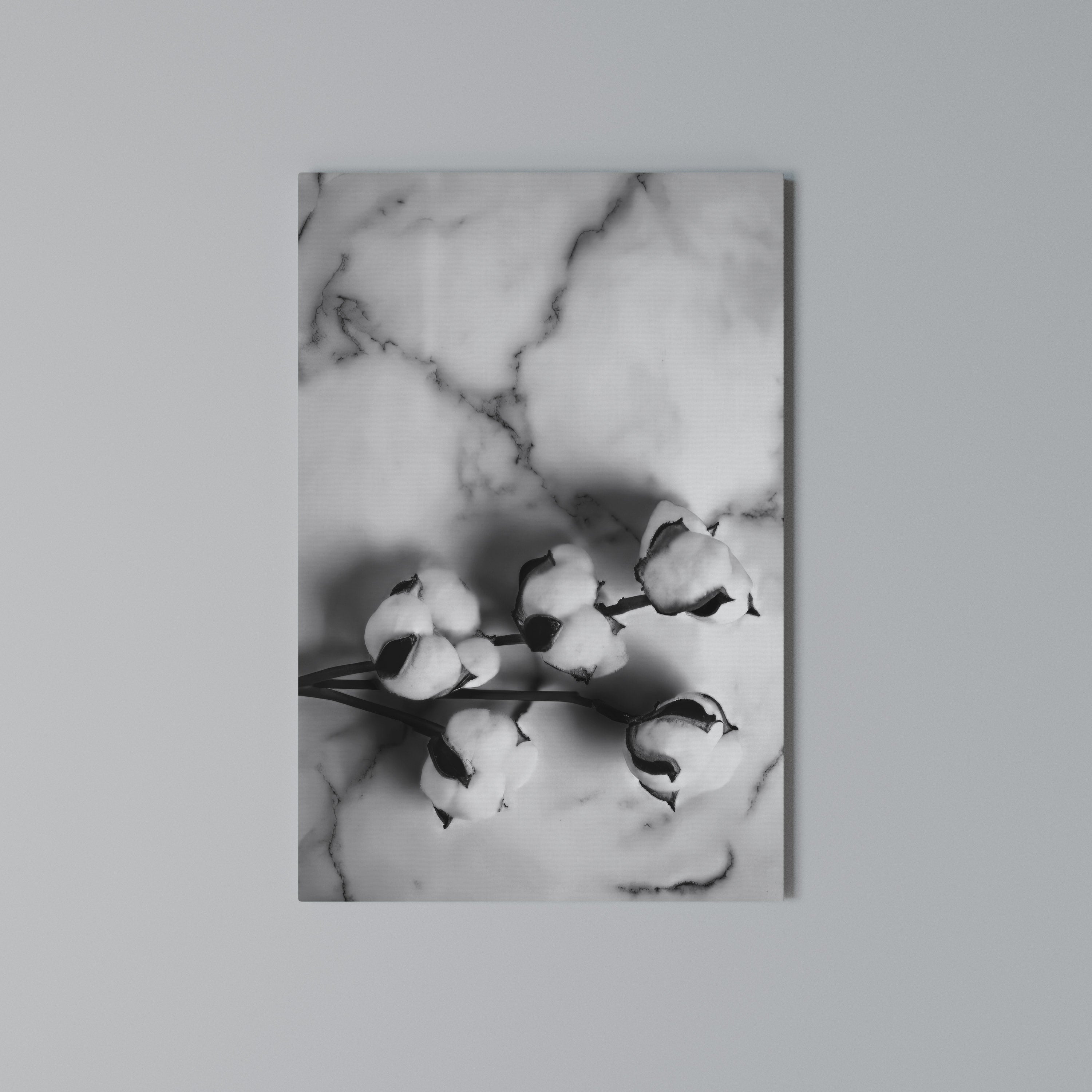 MONOCHROME COTTON DREAMS Vertical Canvas Print