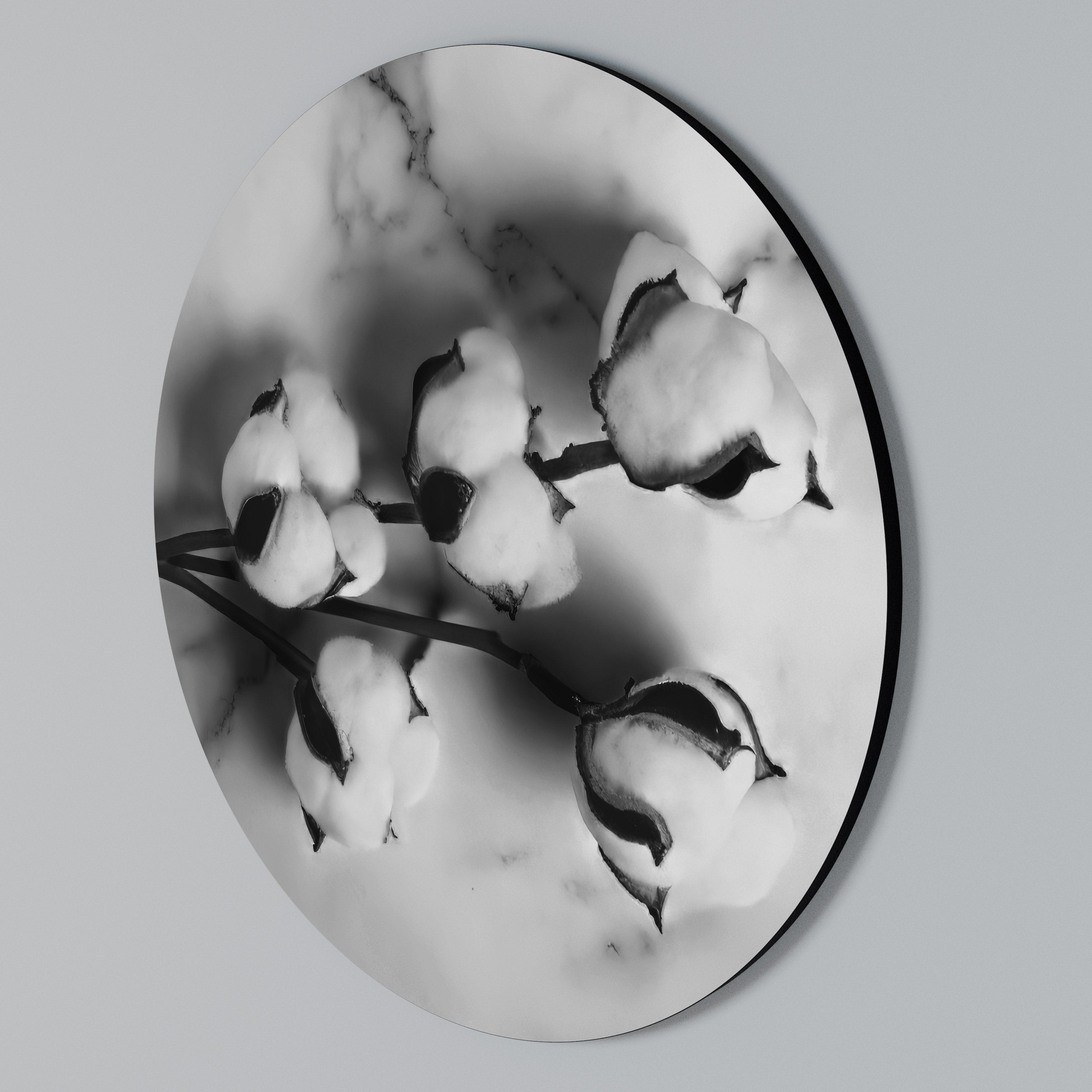 MONOCHROME COTTON DREAMS Rundes Wandbild
