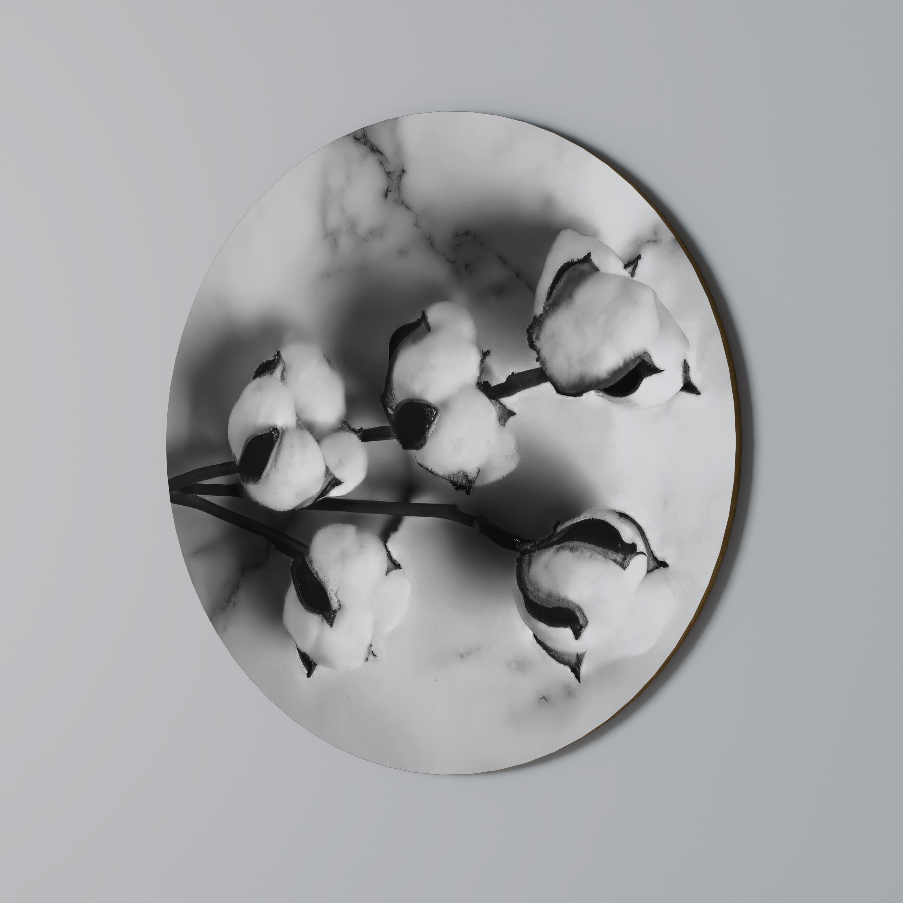 Runde Wandkunst MONOCHROME COTTON DREAMS