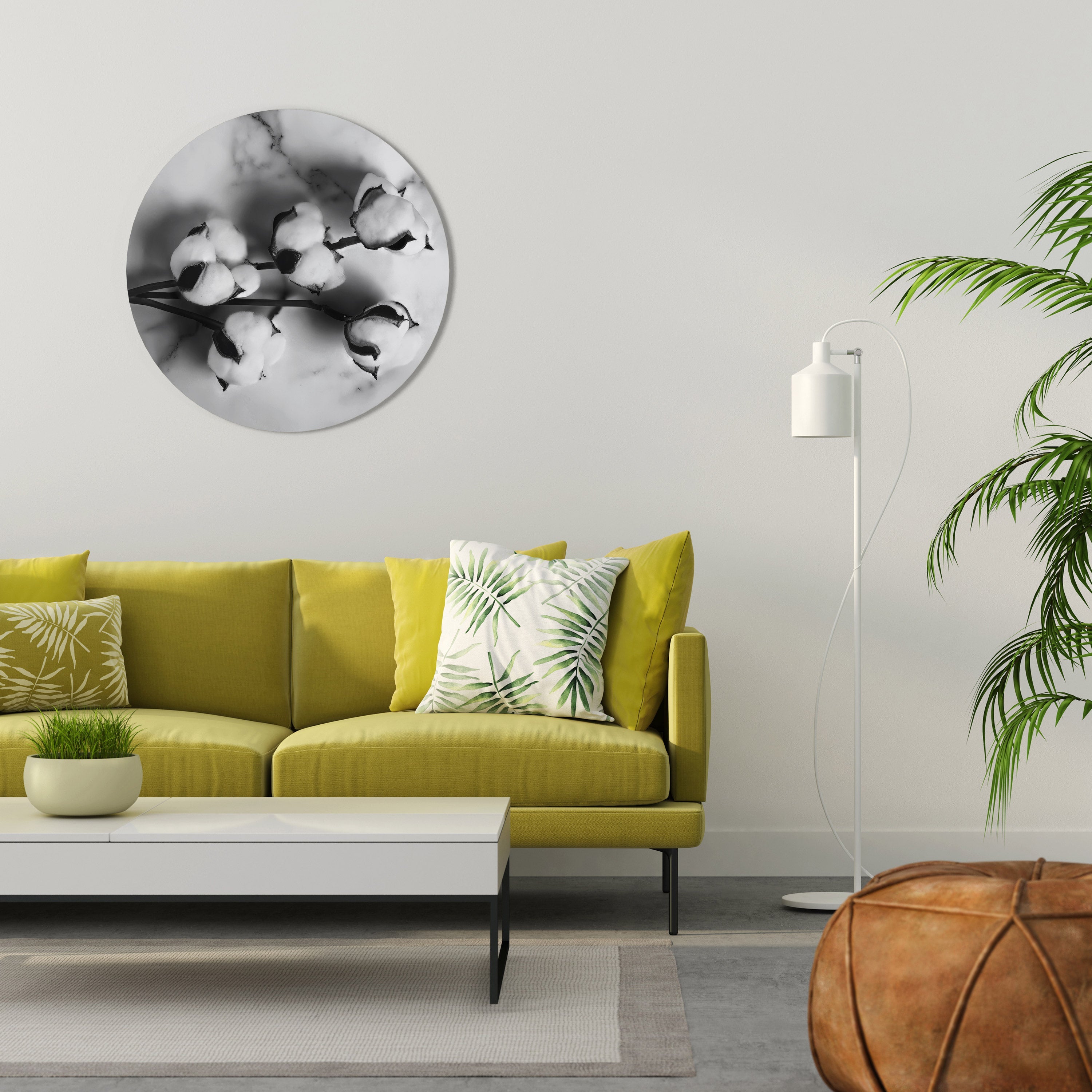 Runde Wandkunst MONOCHROME COTTON DREAMS