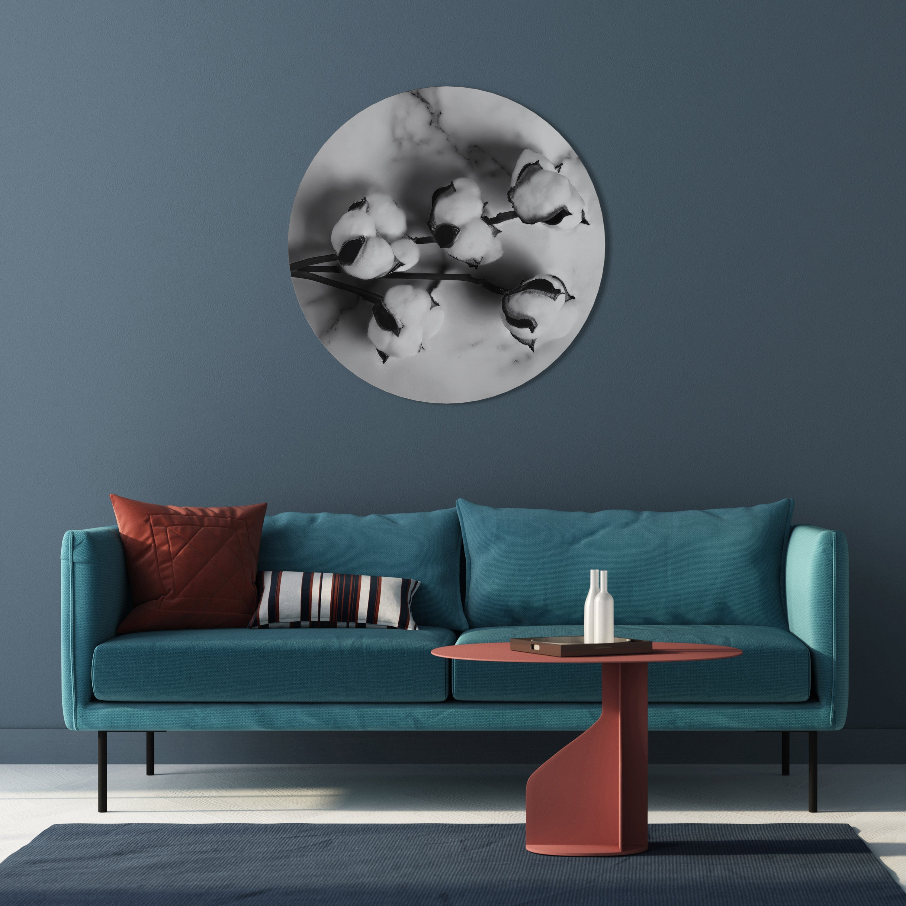 Runde Wandkunst MONOCHROME COTTON DREAMS