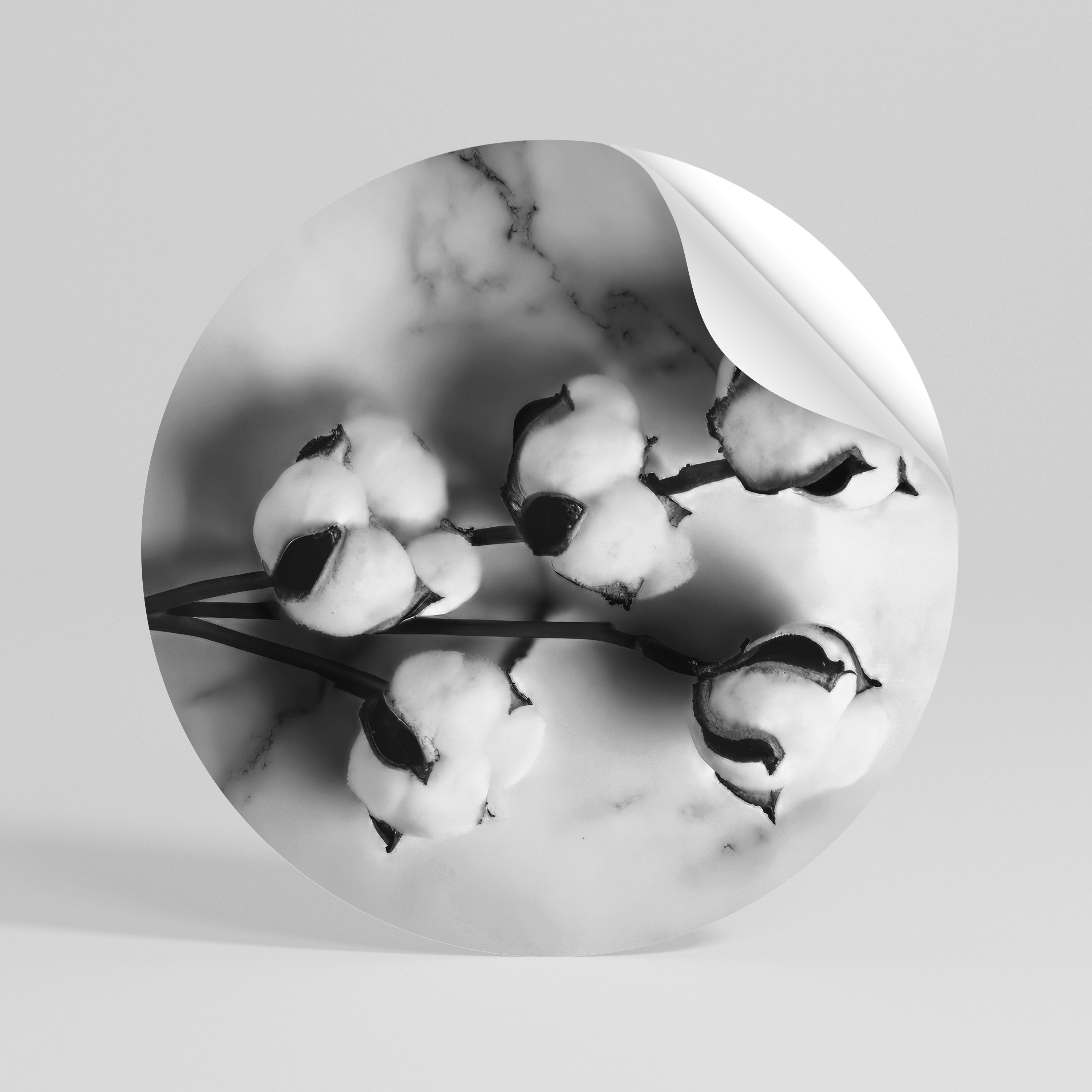 MONOCHROME COTTON DREAMS Peel and Stick Round Sticker