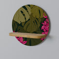 TROPICAL BEAUTY Round Art Shelf In Oak Effect